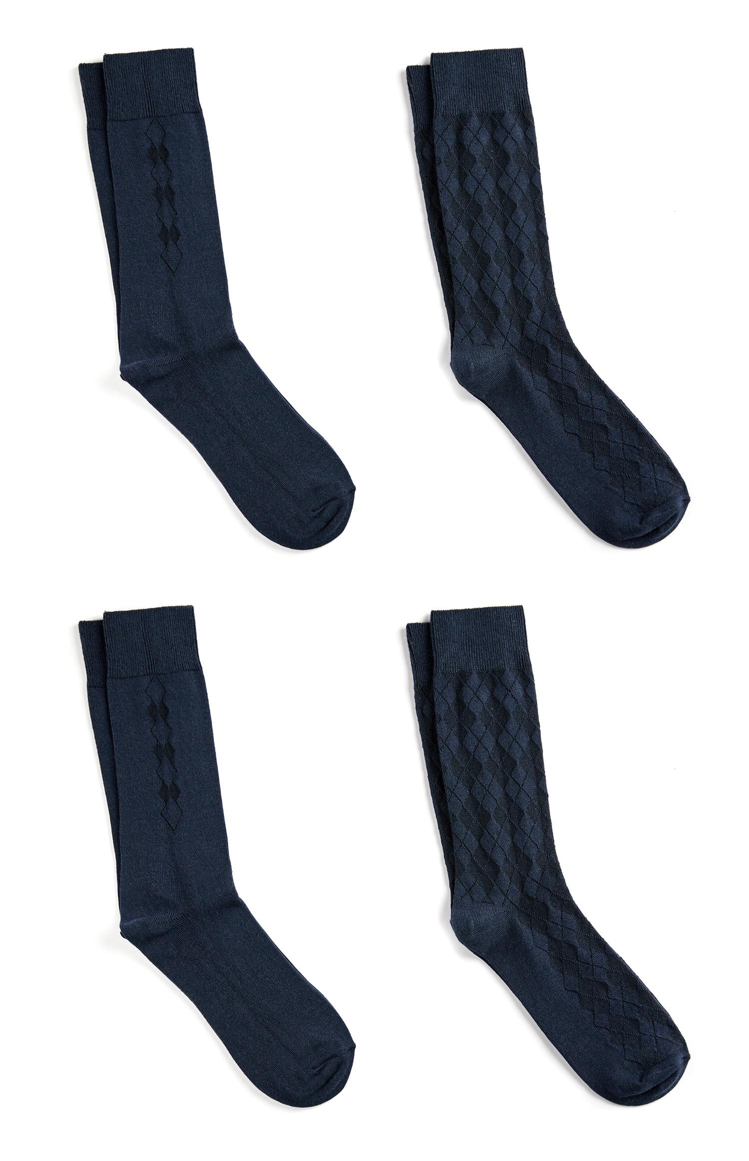 Pack 4 pares meias algodão azul-marinho