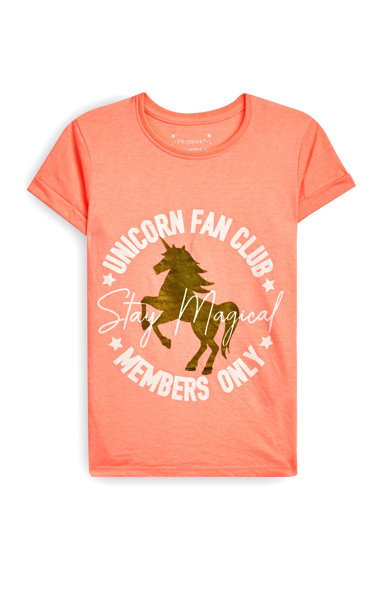 T-shirt Unicorn Fan Club rapariga laranja