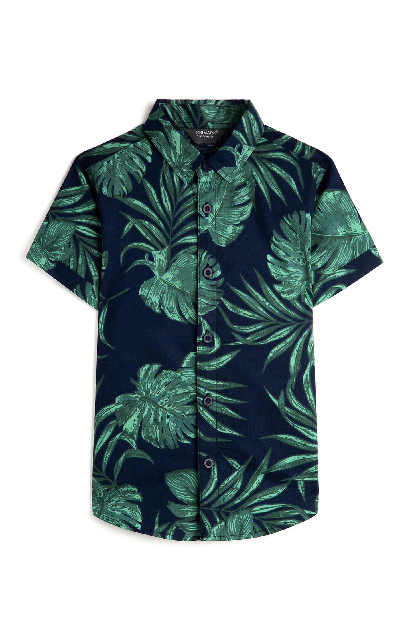 Camisa estampado folhas menina preto