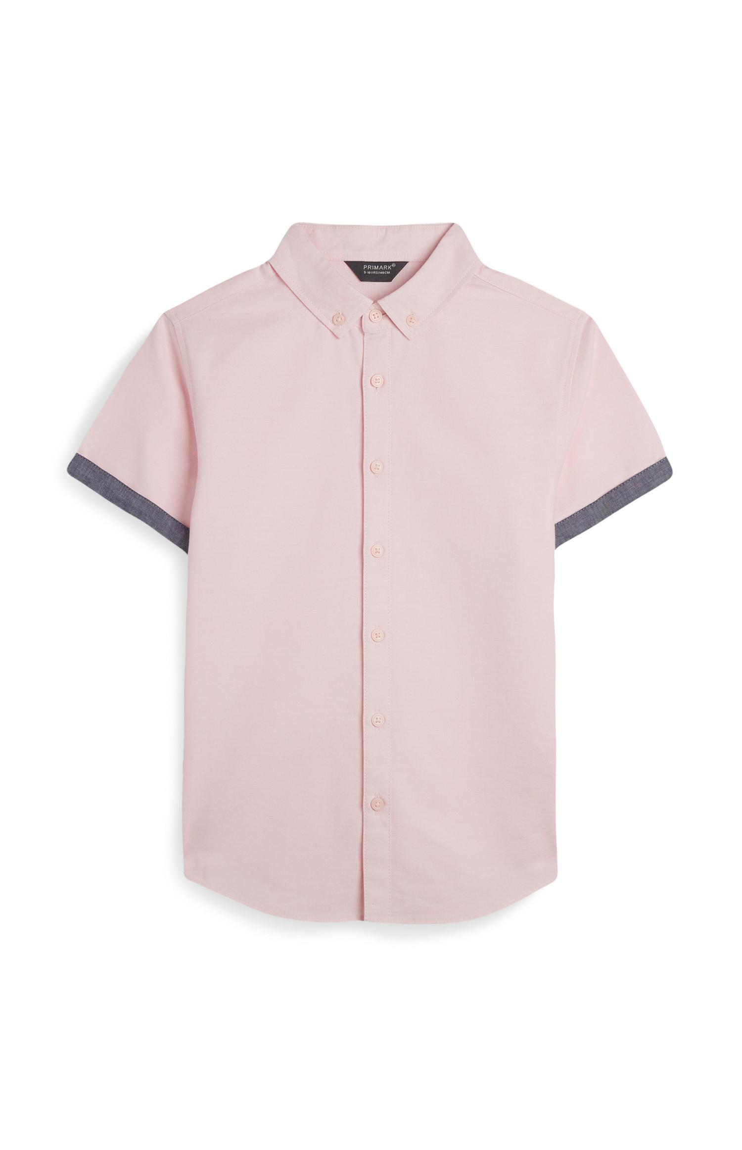 Camisa Oxford rapaz cor-de-rosa