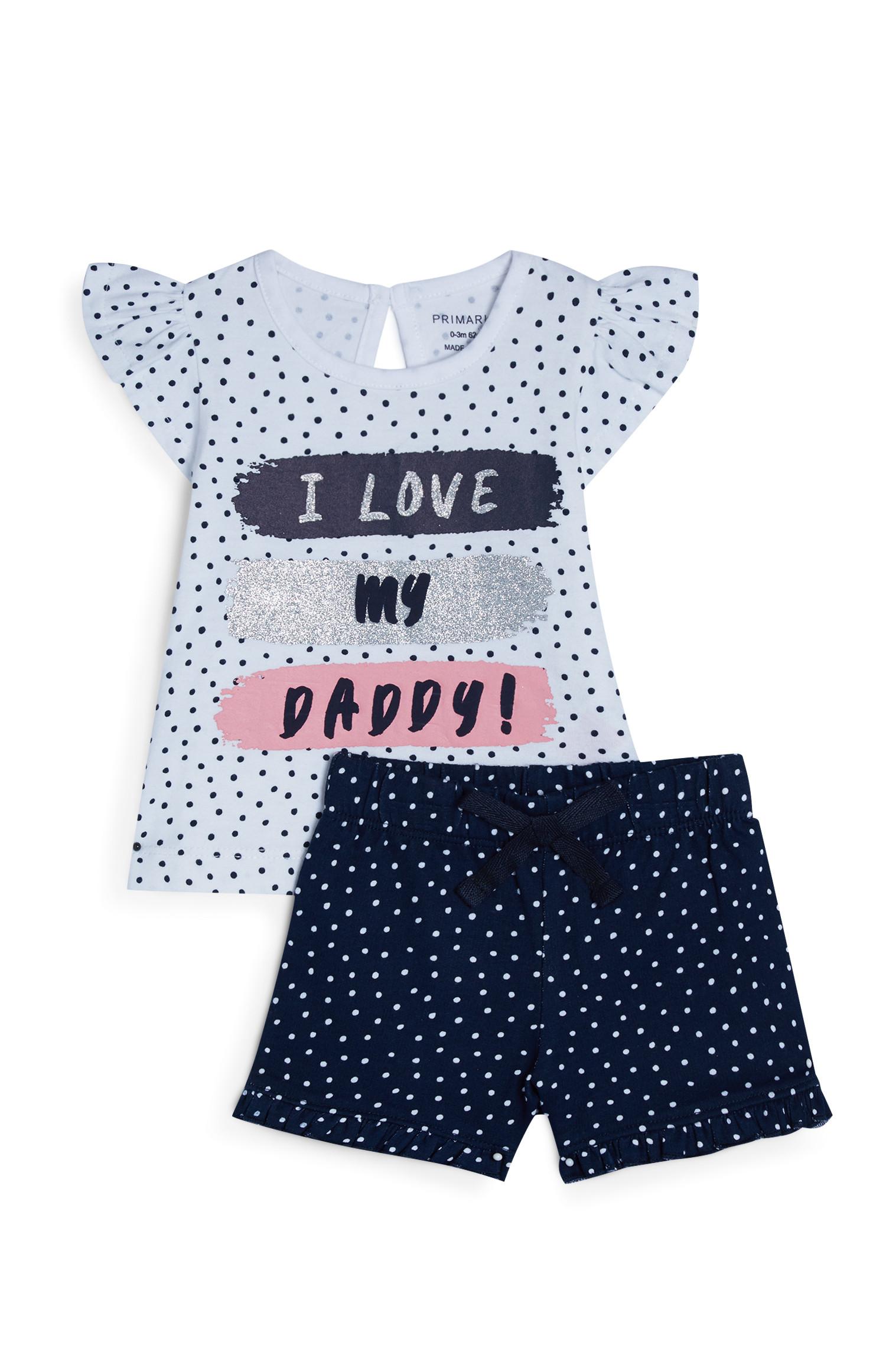 Conjunto camisa e calções folhos bolinhas menina bebé branco e azul-marinho