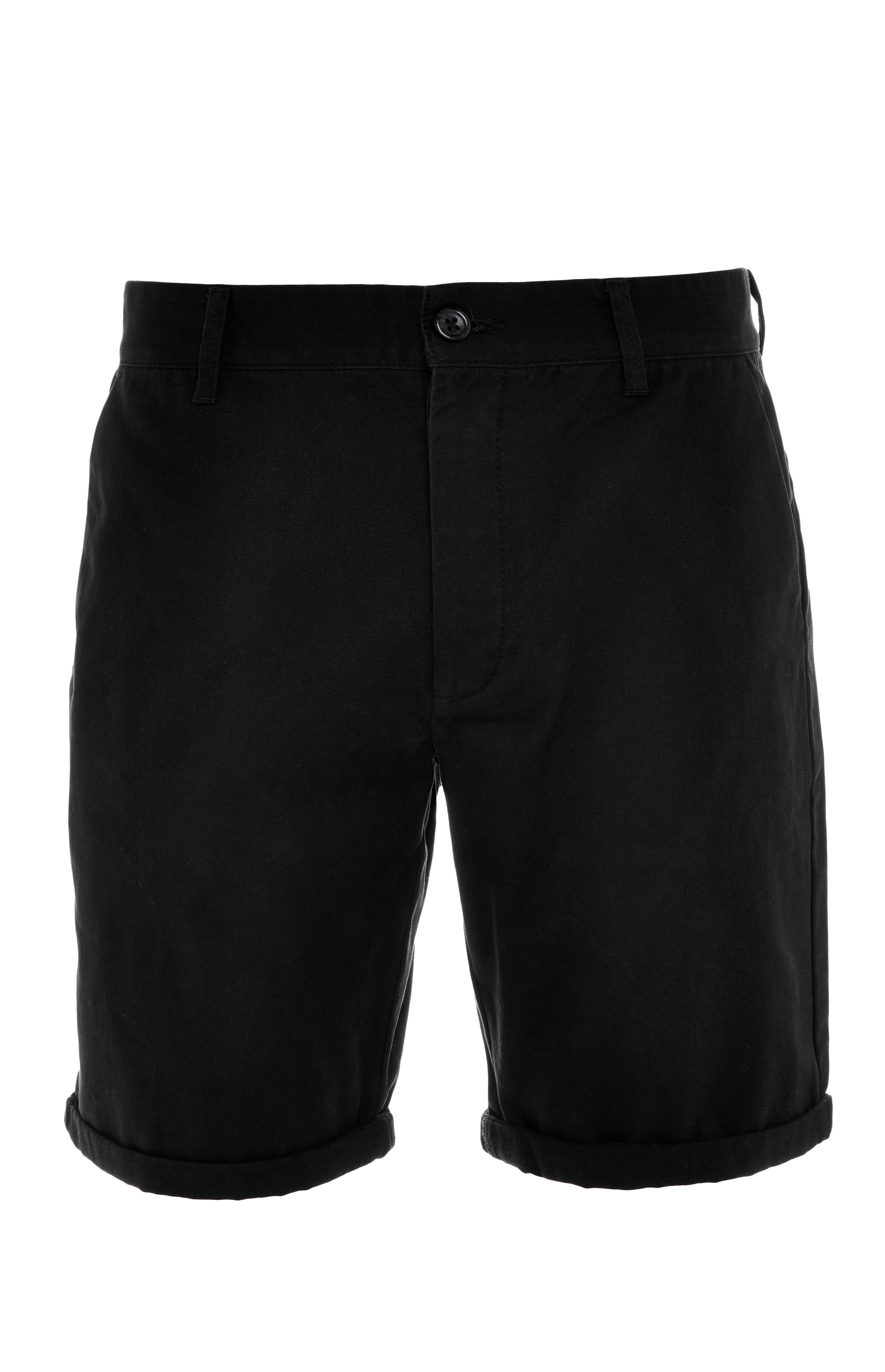Shorts chino neri con risvolto
