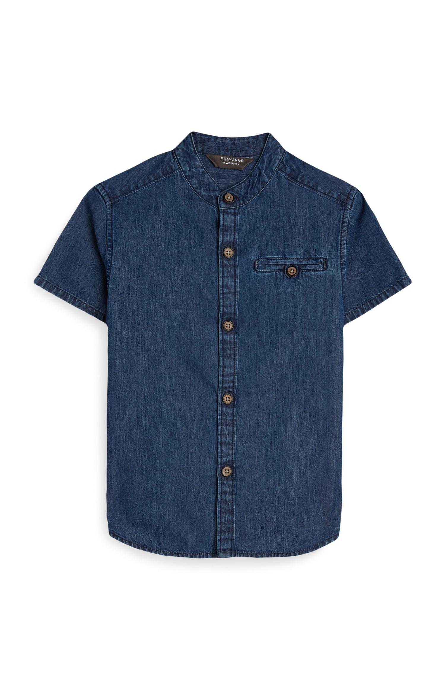 Camisa ganga escura botões menino