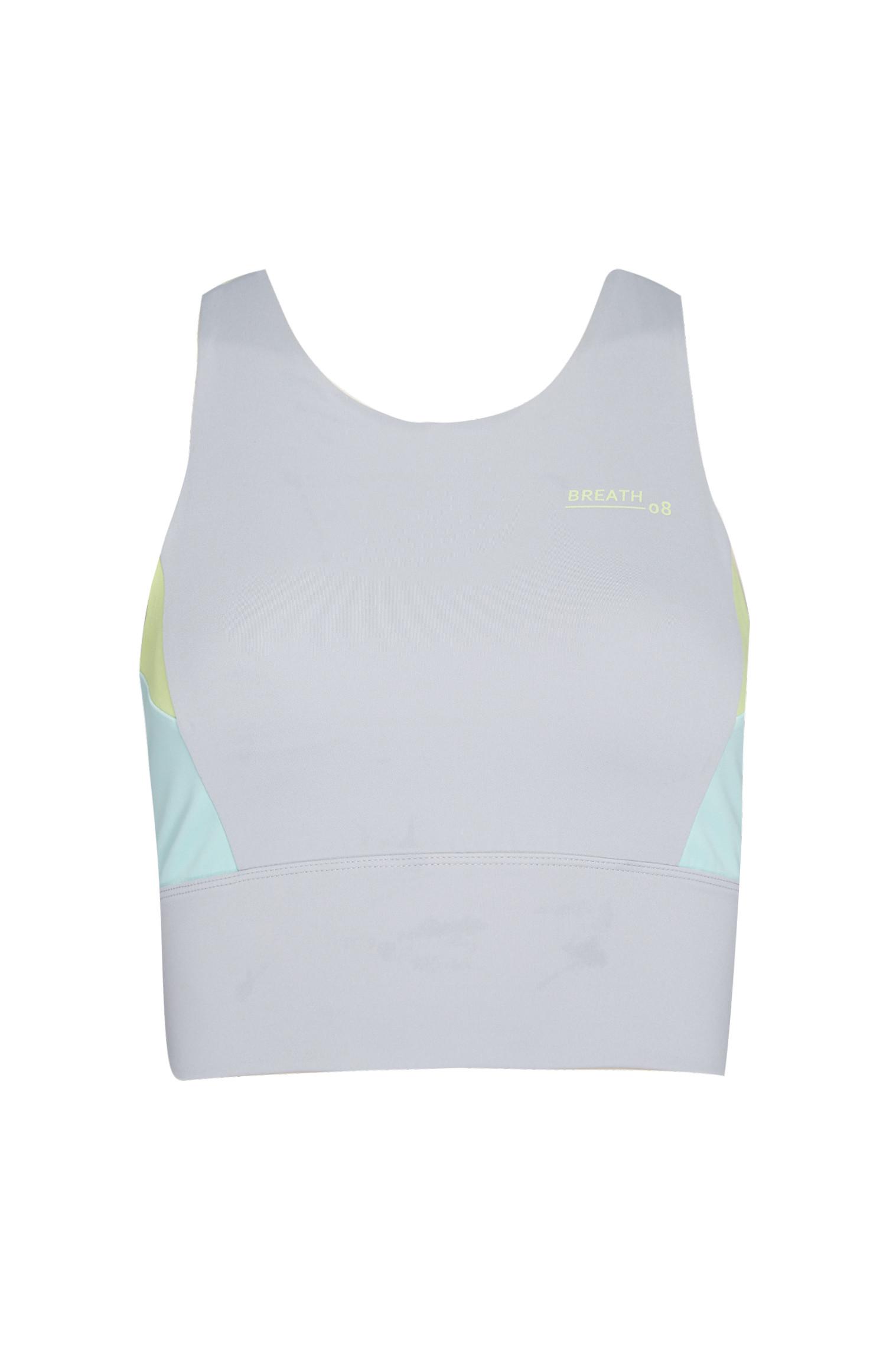 Top desporto curto painel lateral cinzento-claro