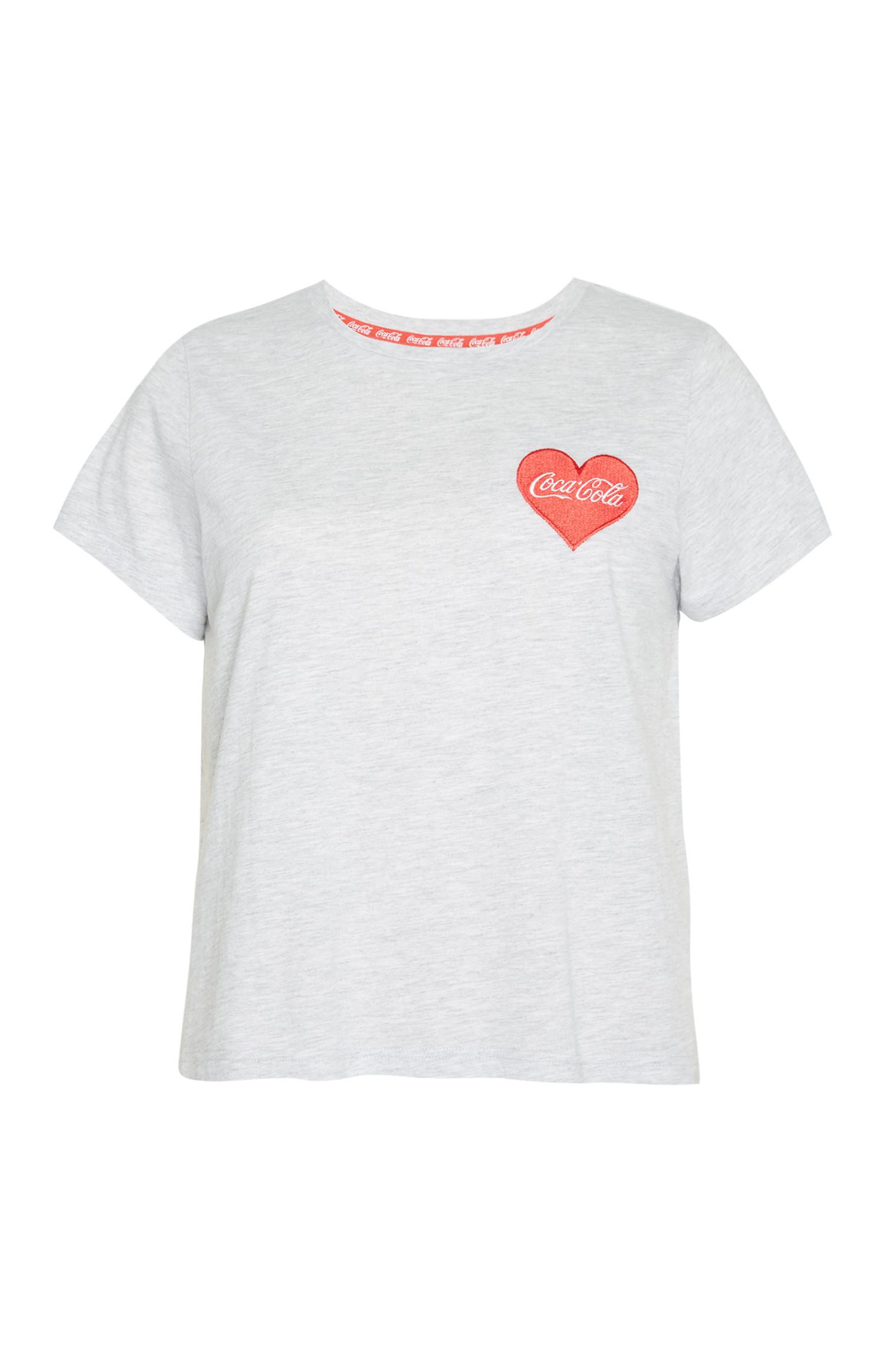 T-shirt Coca-Cola coração Love cinzento