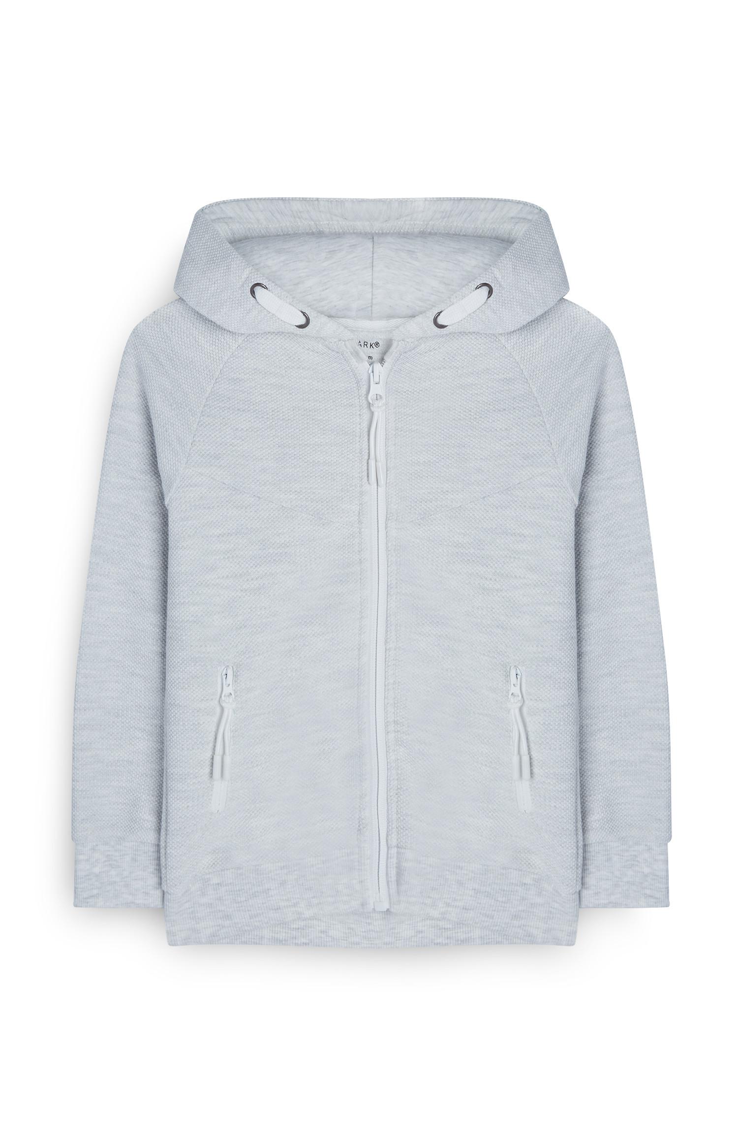 Camisola capuz e fecho menino cinzento