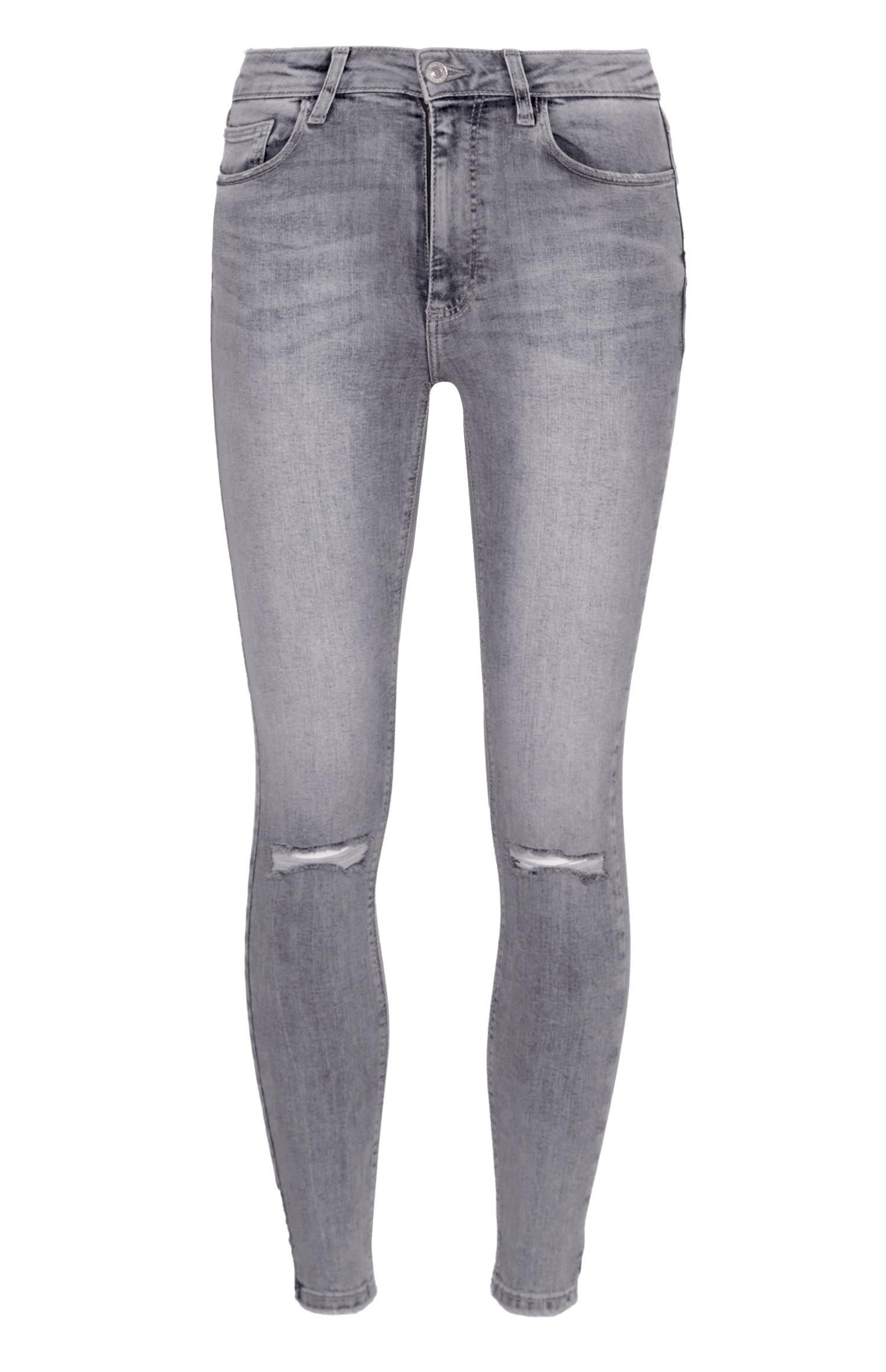 Jean skinny gris déchiré