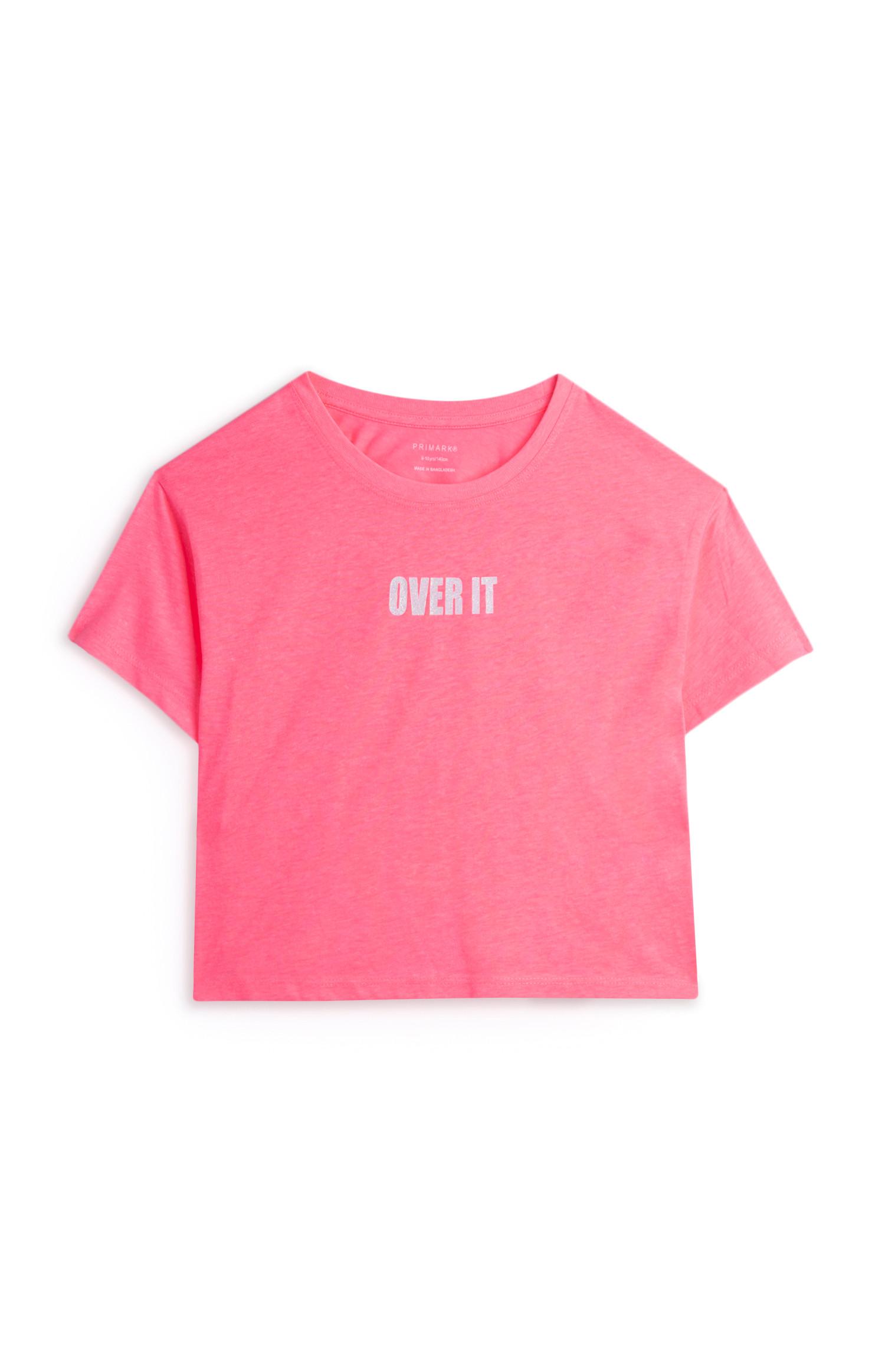 Kratka rožnata majica Over It za dekleta