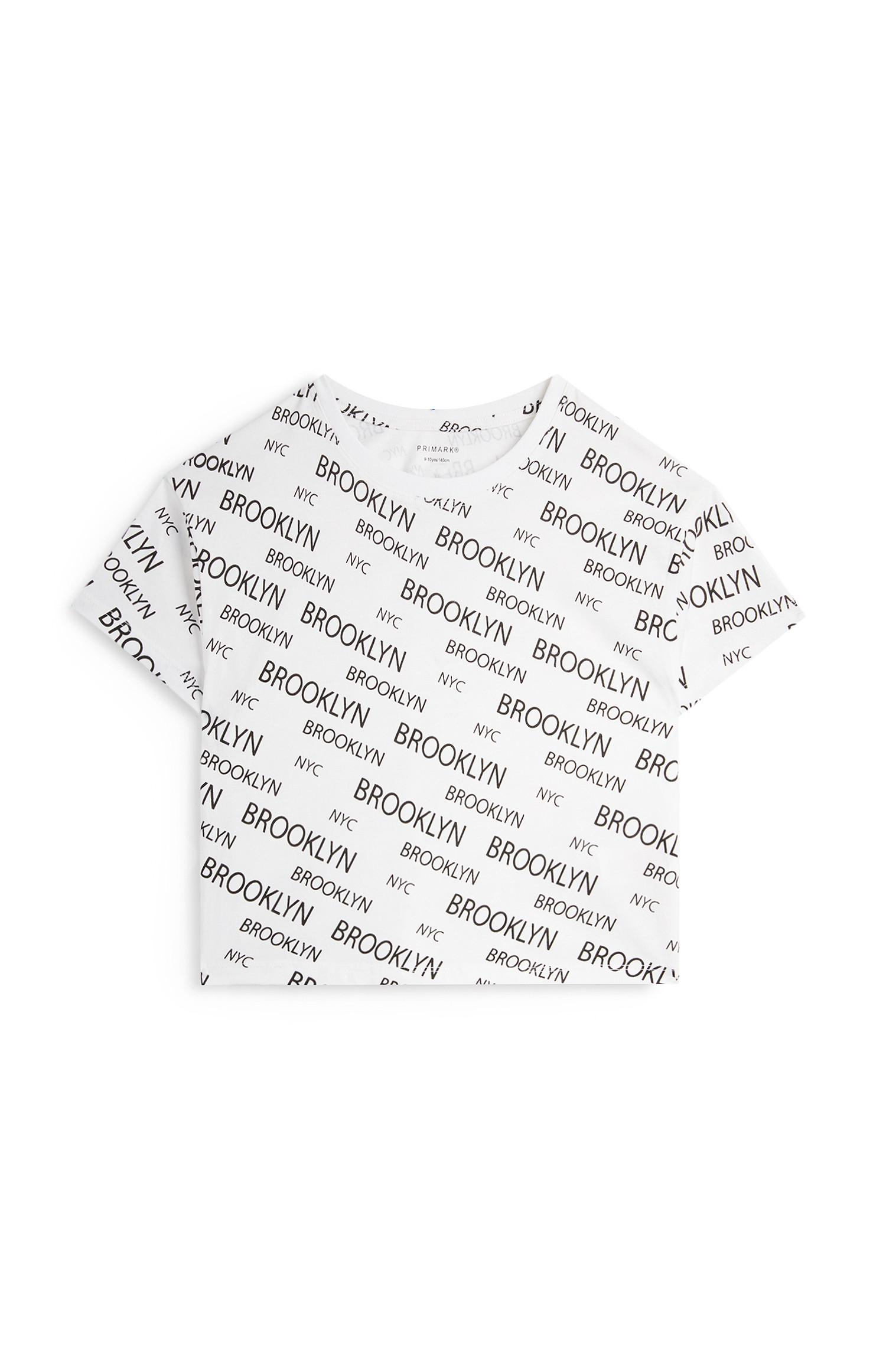 Top curto Brooklyn rapariga branco