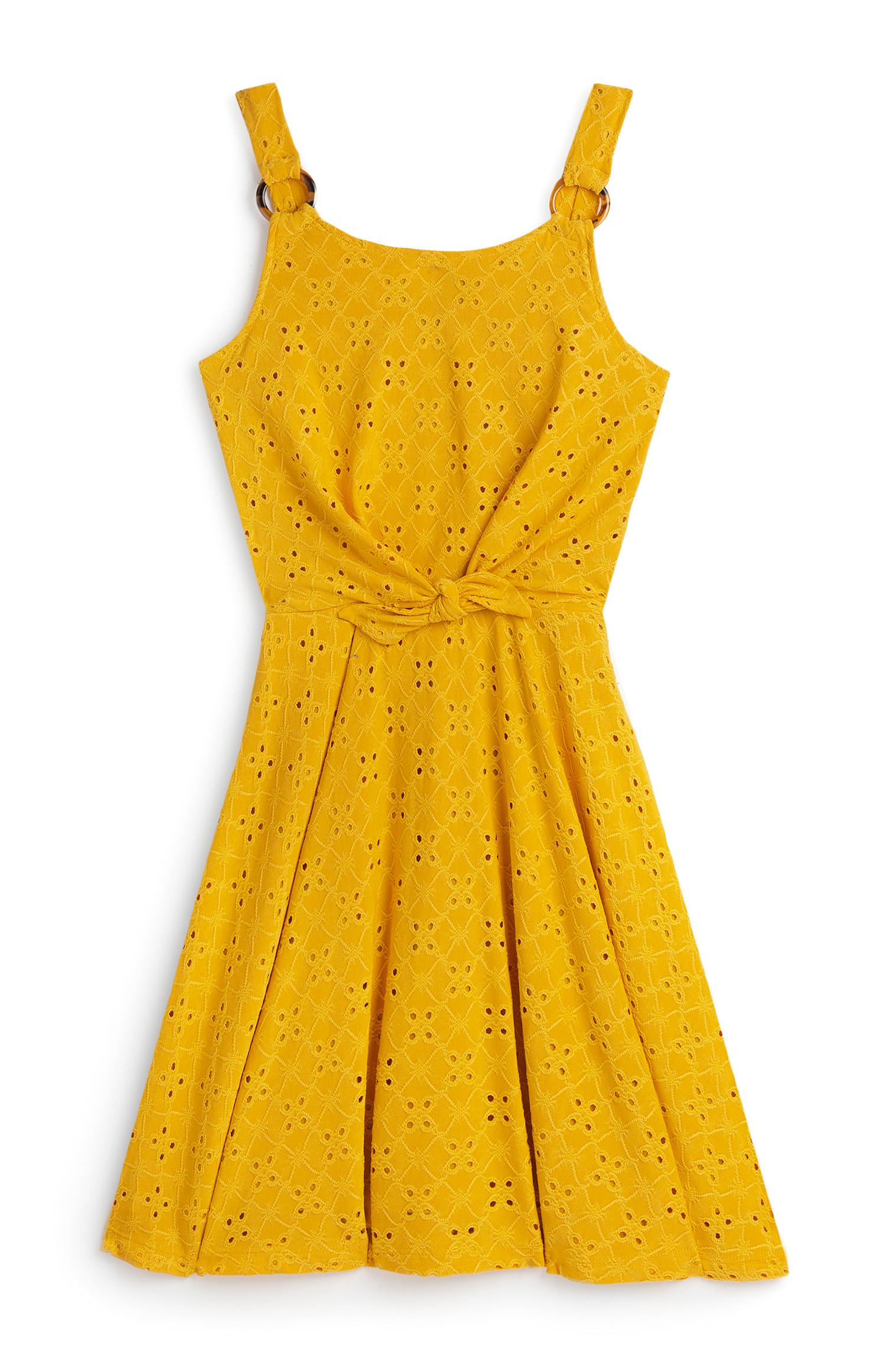 Vestido skater bordado rapariga amarelo