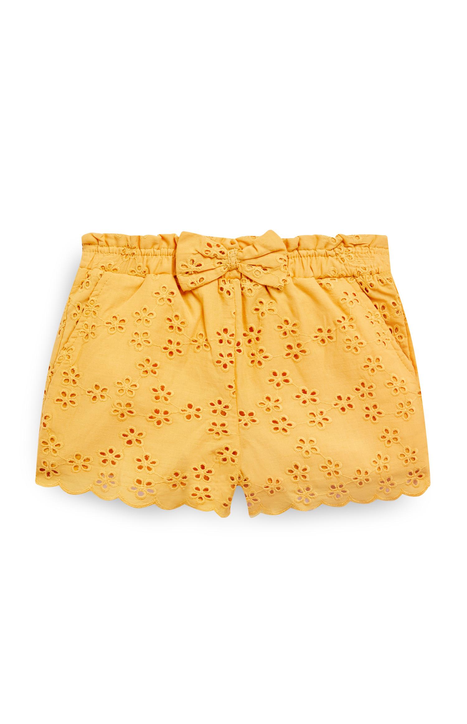 Shorts gialli ricamati da bambina