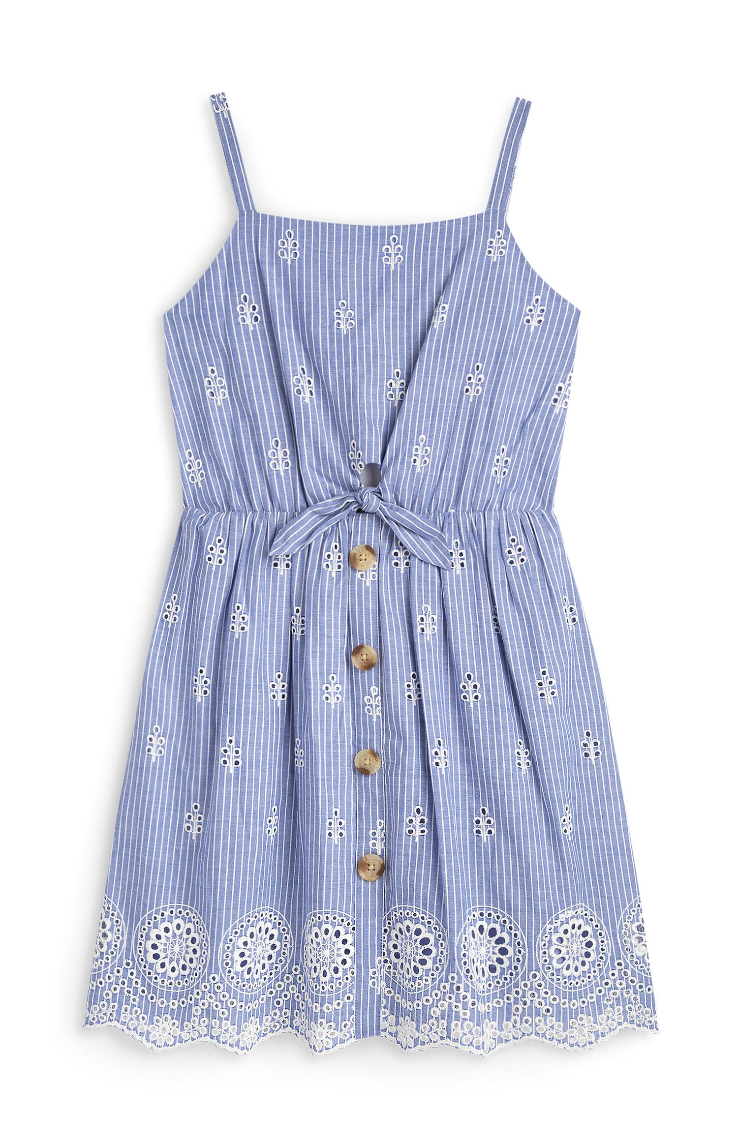 Vestido riscas rapariga azul