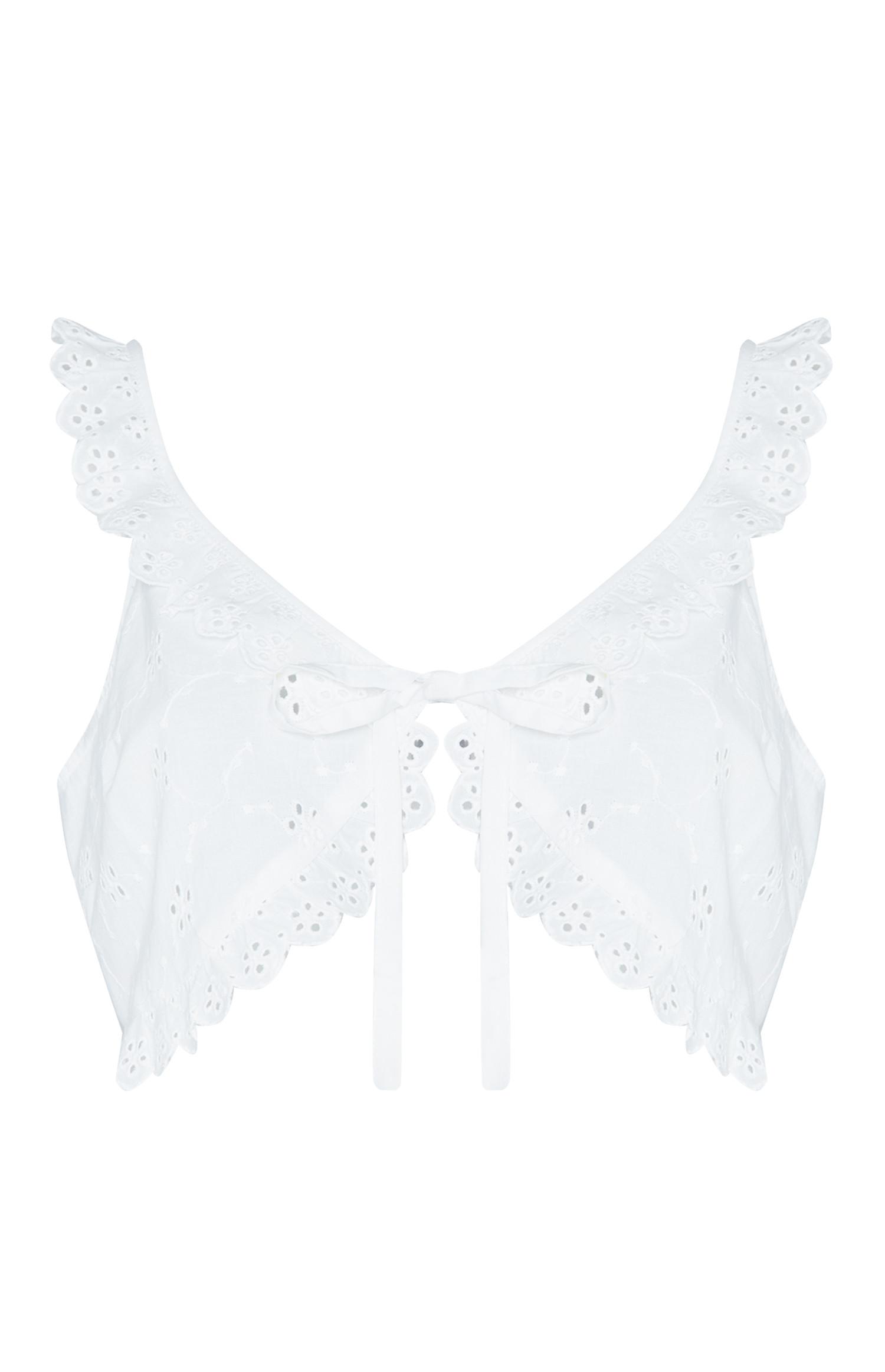 Haut court blanc brodé