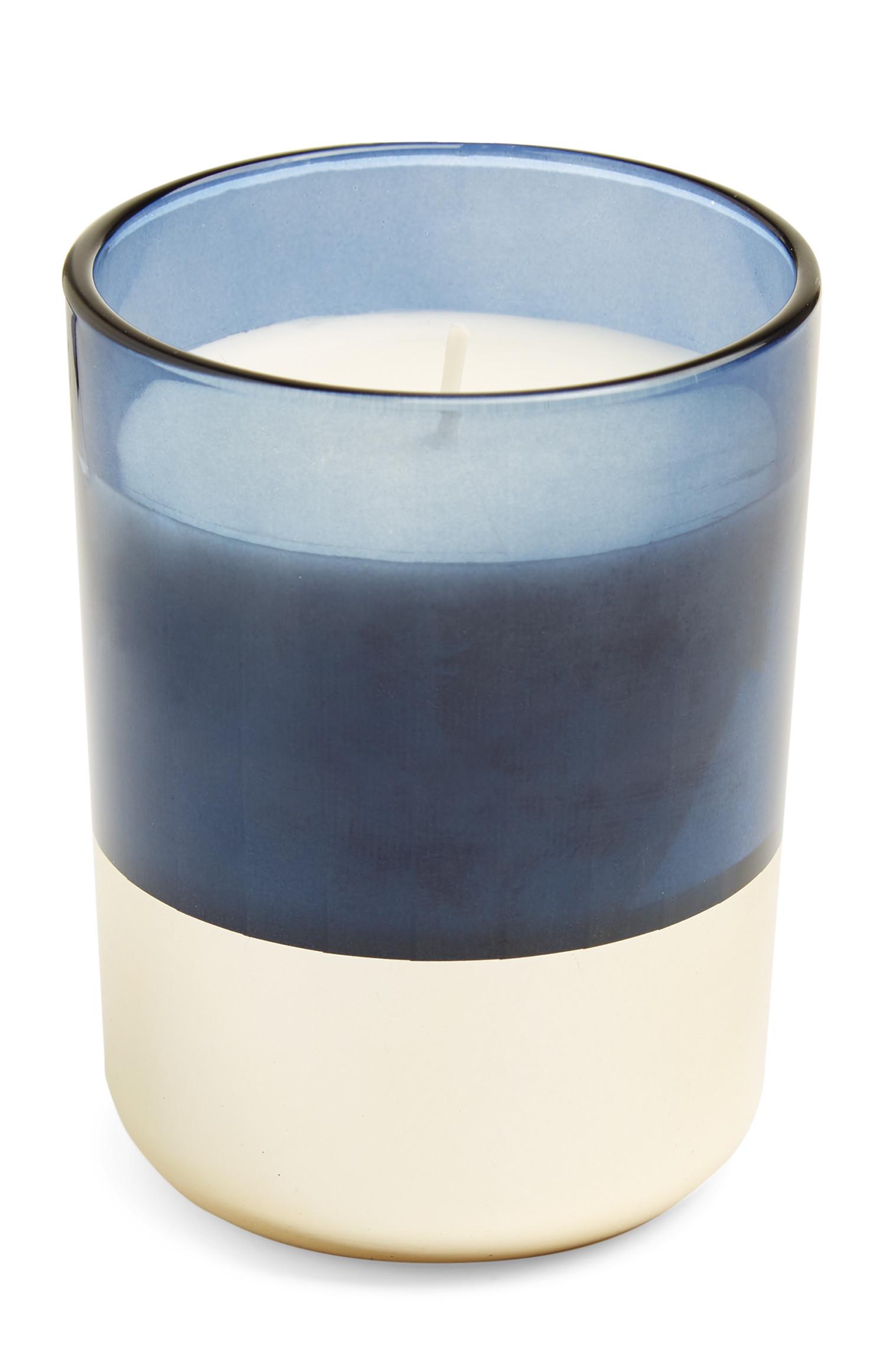 Vela en vaso azul