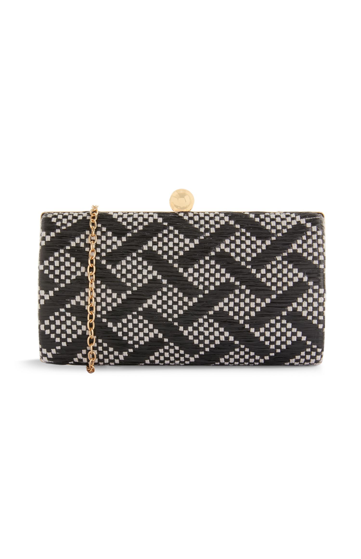 Mala clutch vime preto e cinzento