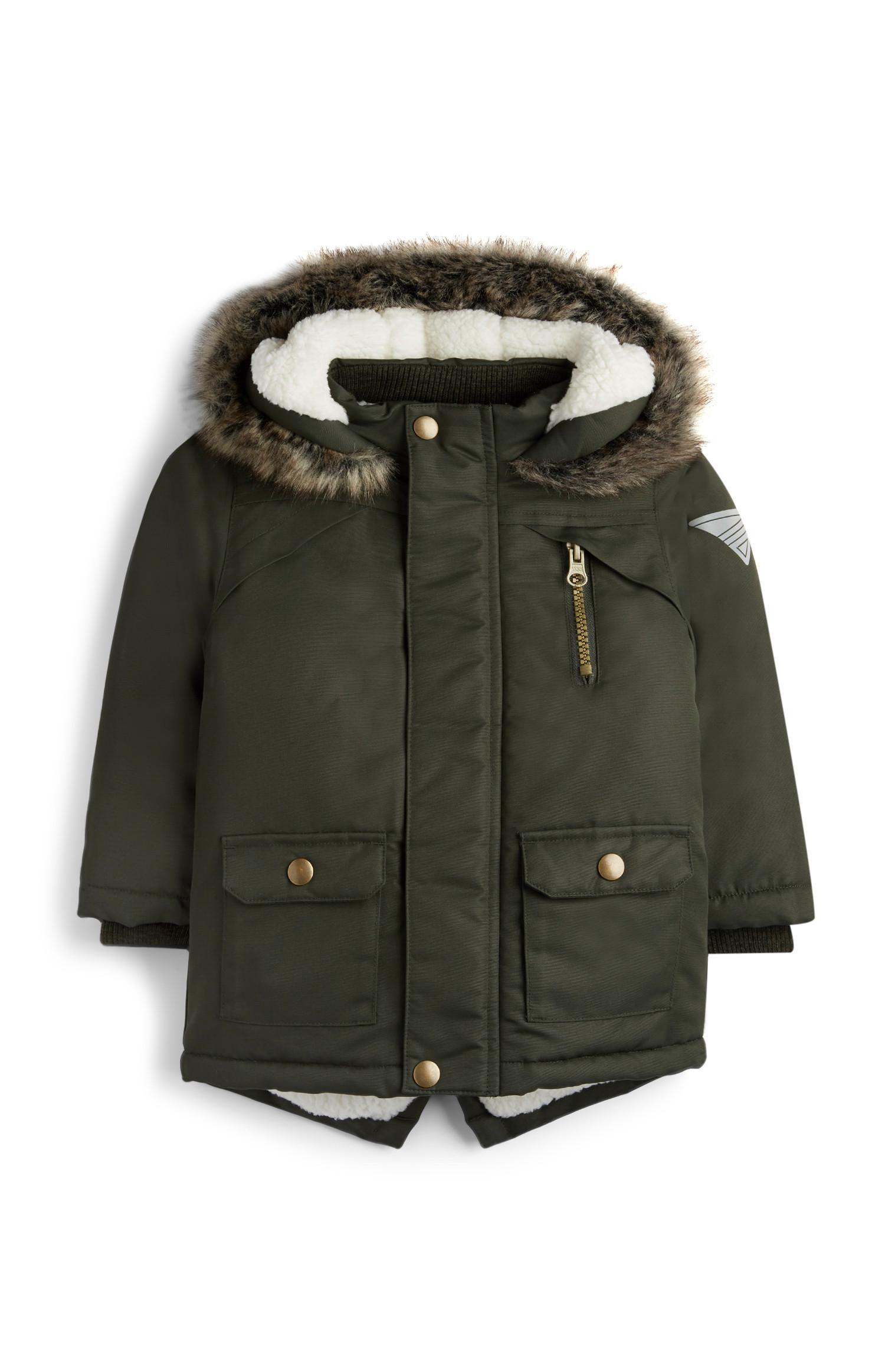 Kaki fantovska parka s krzneno podlogo za dojenčke