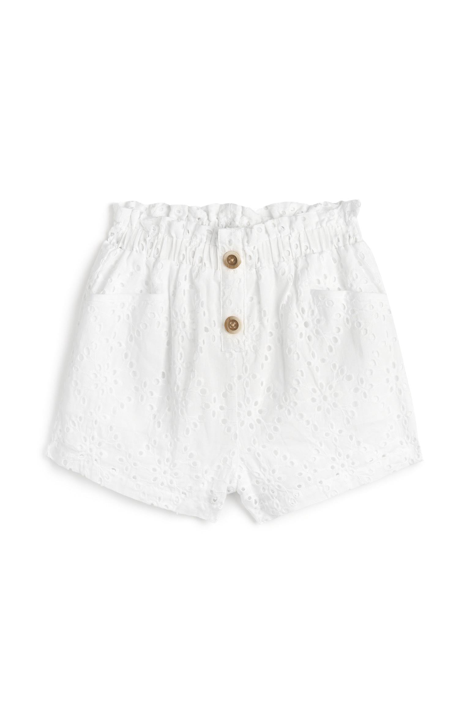 Shorts bianchi ricamati da ragazza
