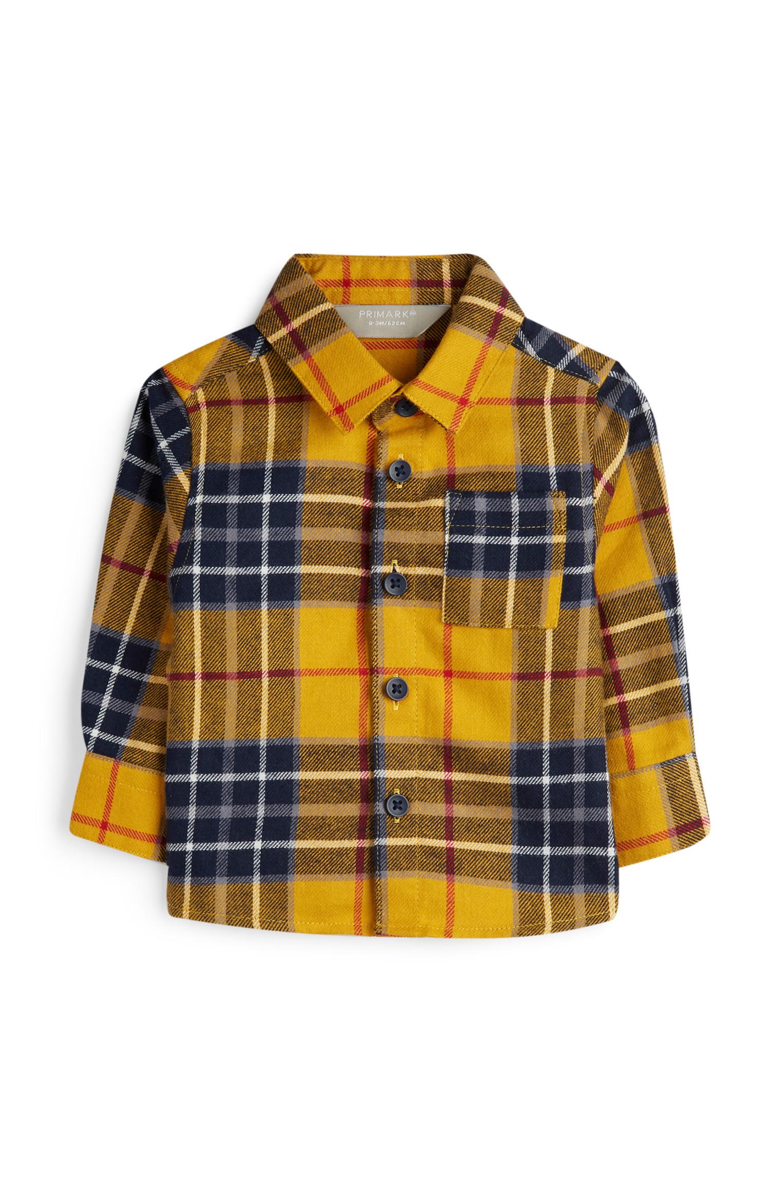 Camisa a cuadros color mostaza para bebé niño