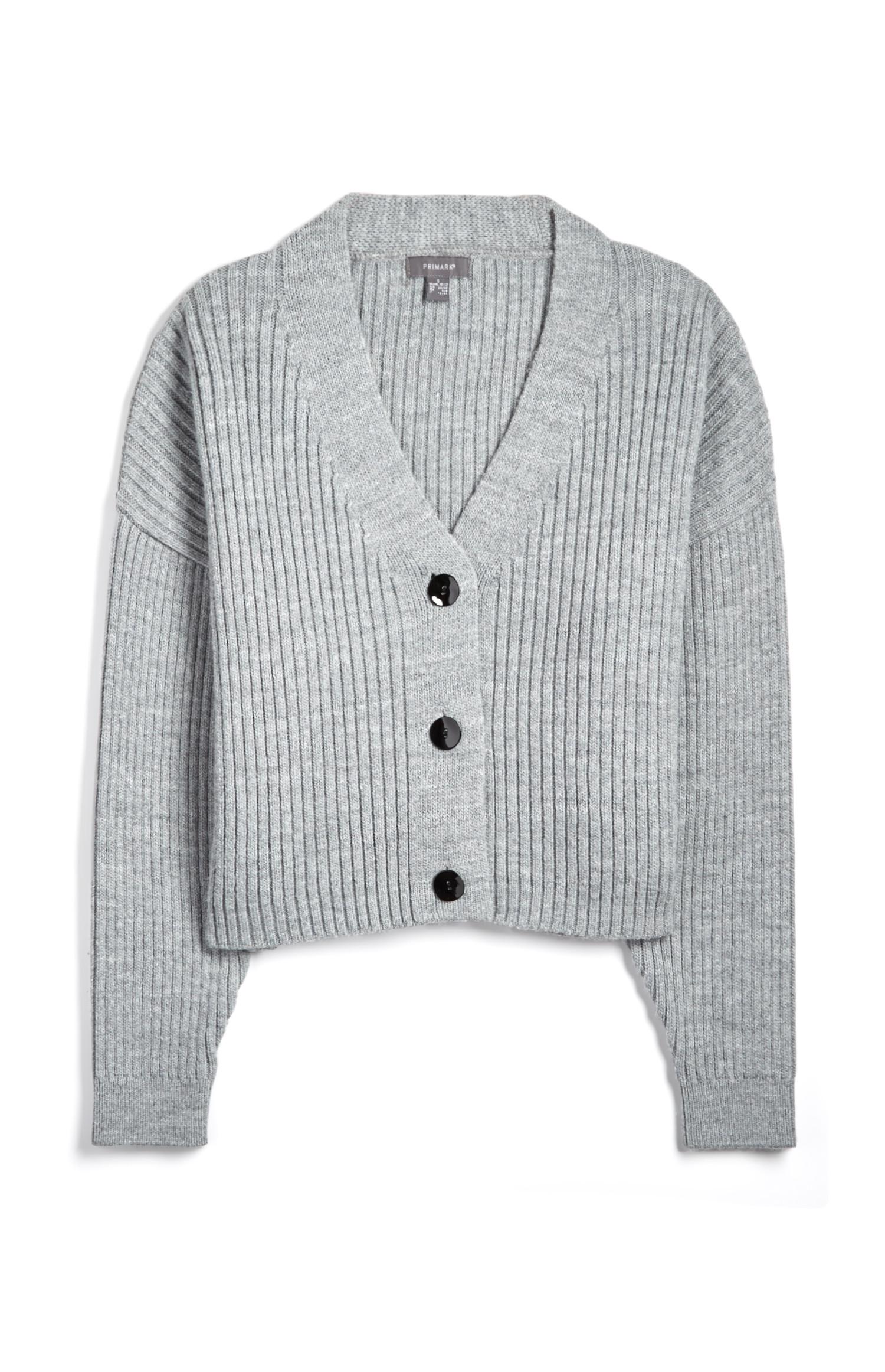 Casaco malha três botões cinzento