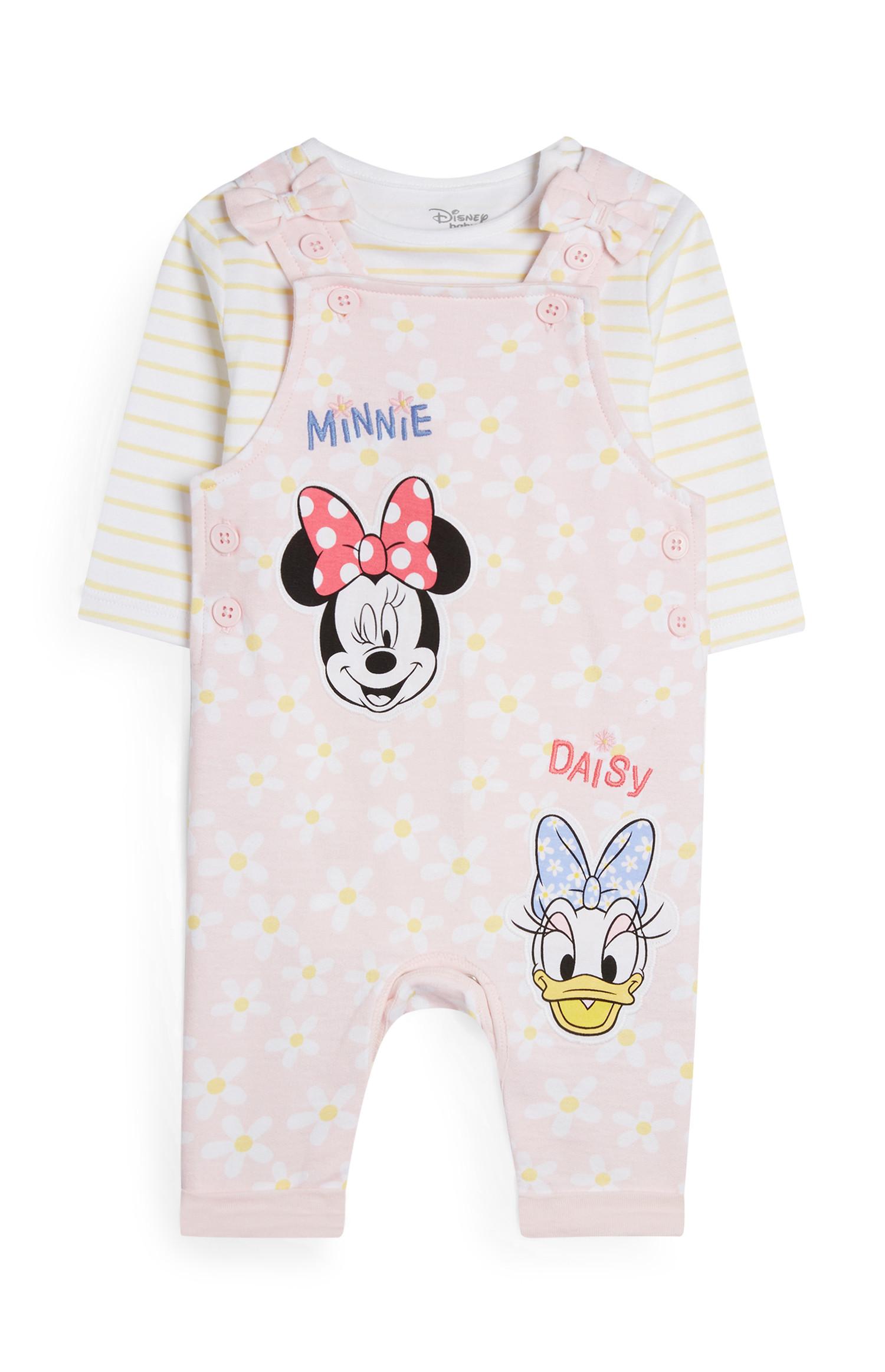 Rožnato-rumene hlače z oprsnikom Minnie in Daisy
