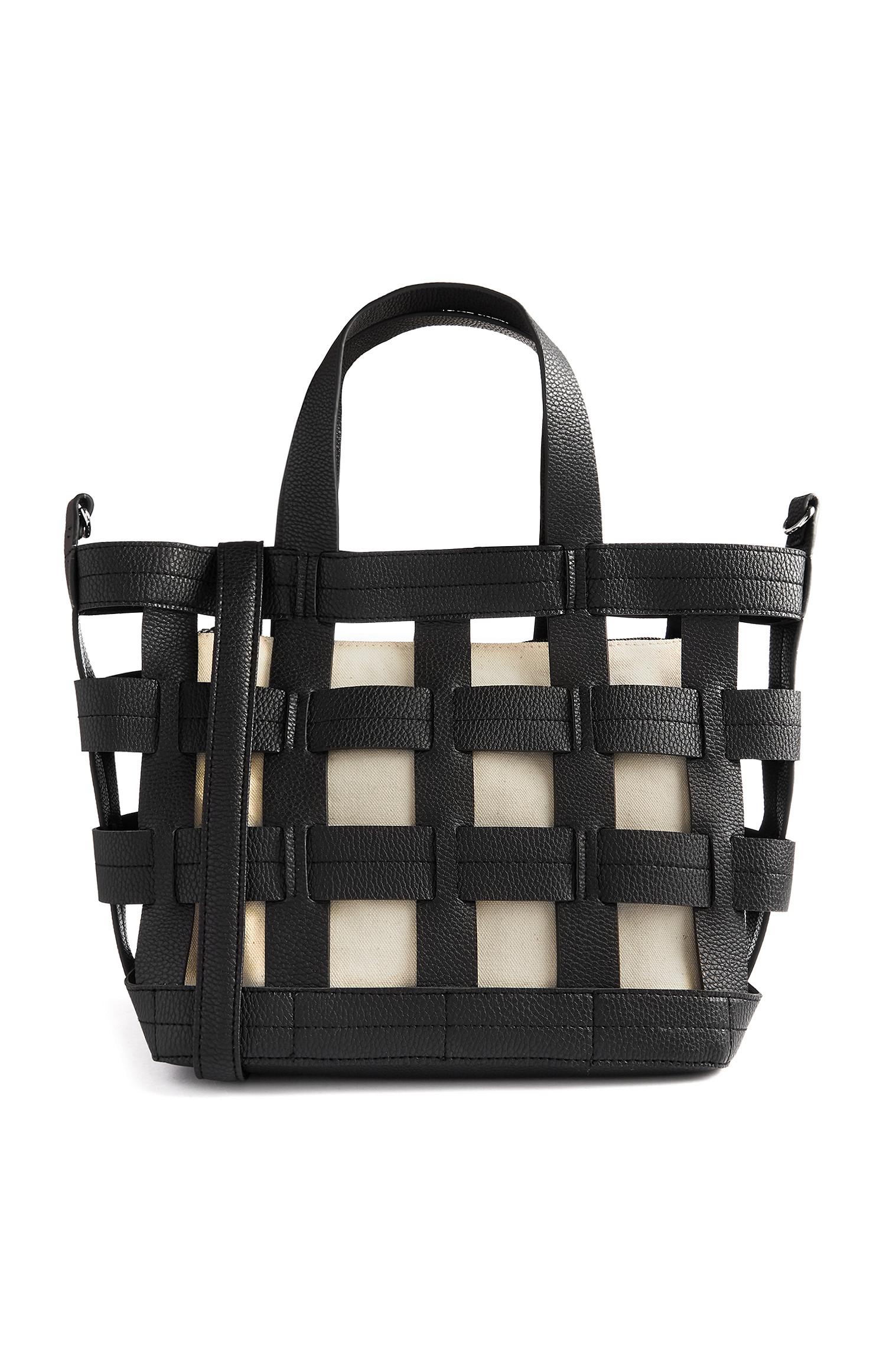 Cabas noir tissé ajouré