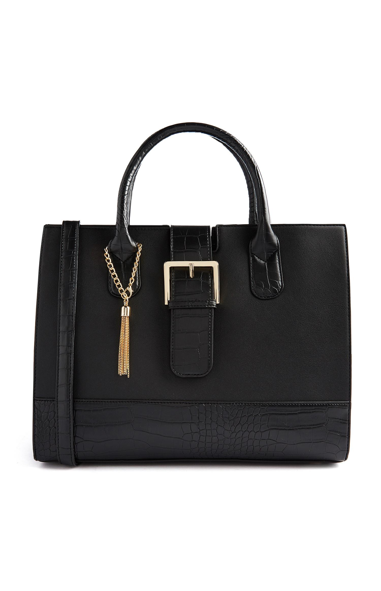 Cabas noir structuré avec boucle