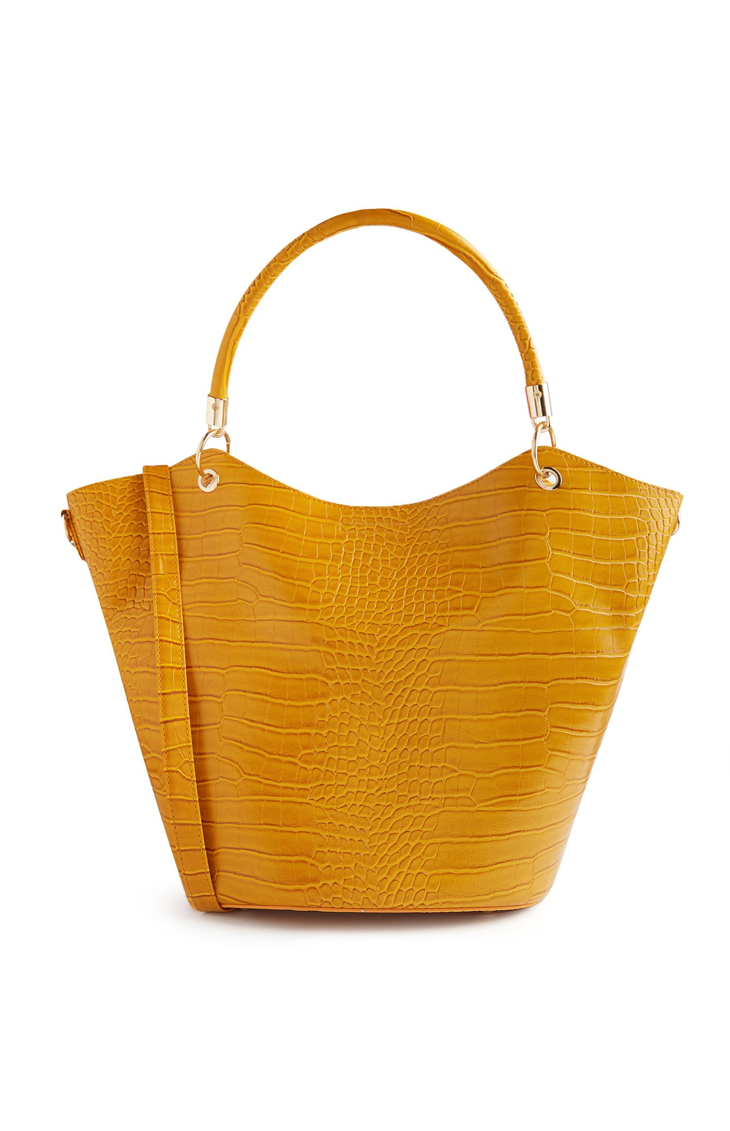 Cabas jaune incurvé à imprimé mélangé