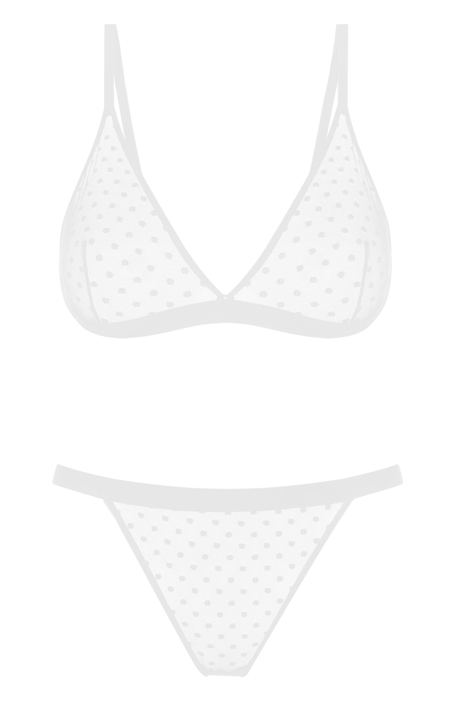 Sutiã bralette triângulo pontilhado branco
