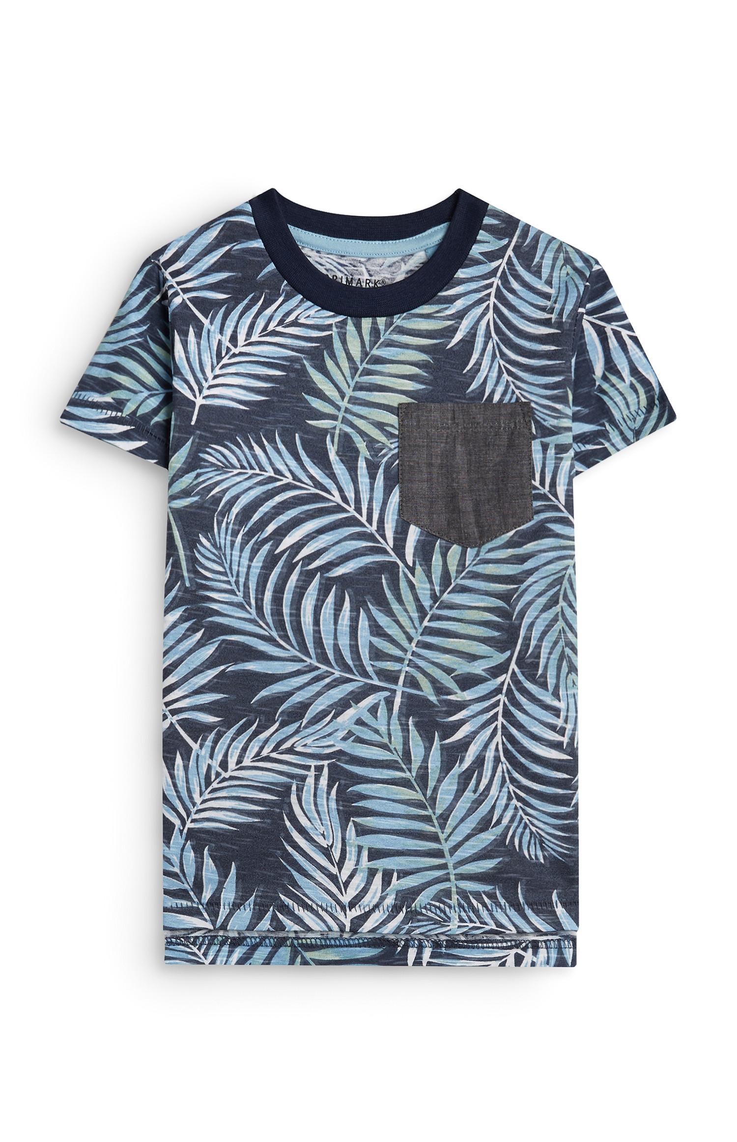 Modra fantovska majica za dojenčke s potiskom listov