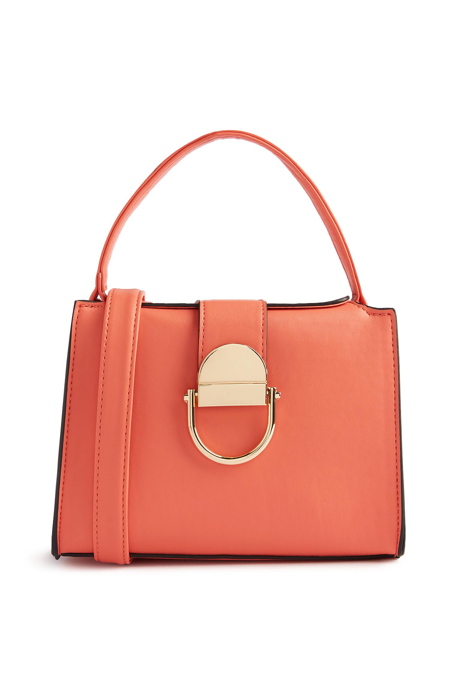 Oranžna torbica za čez ramo z ročajem in pasom