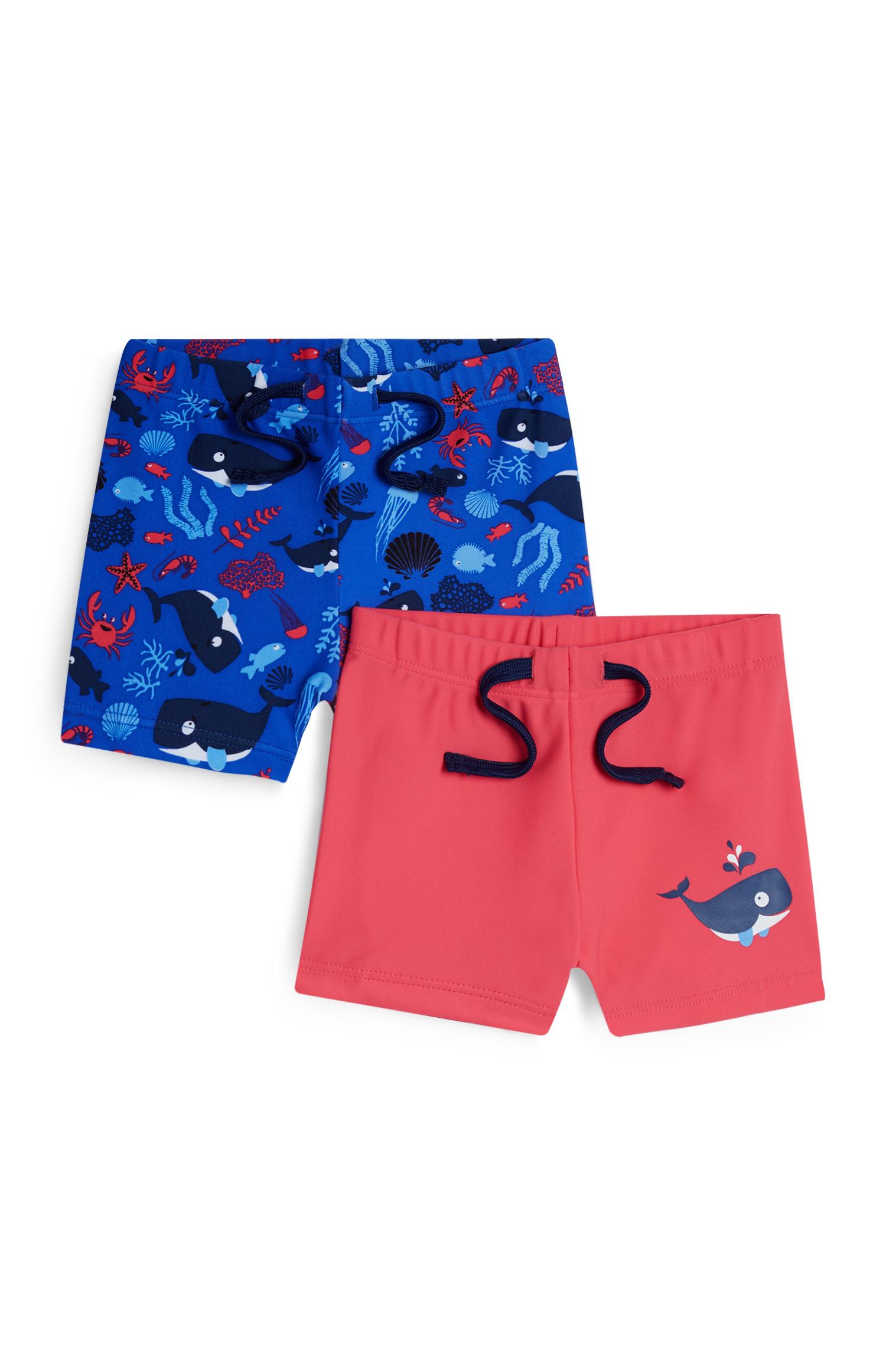 Pack 2 calções banho estampados baleia azul e vermelho