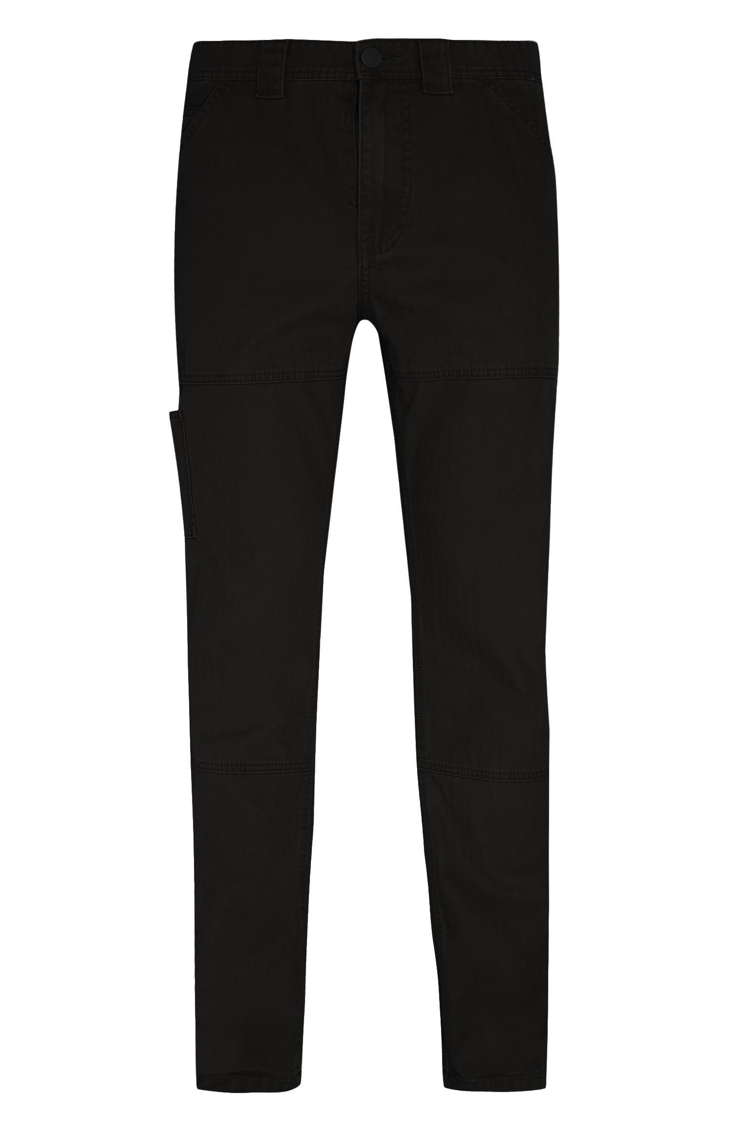 Calças estilo carpinteiro padrão espinha preto