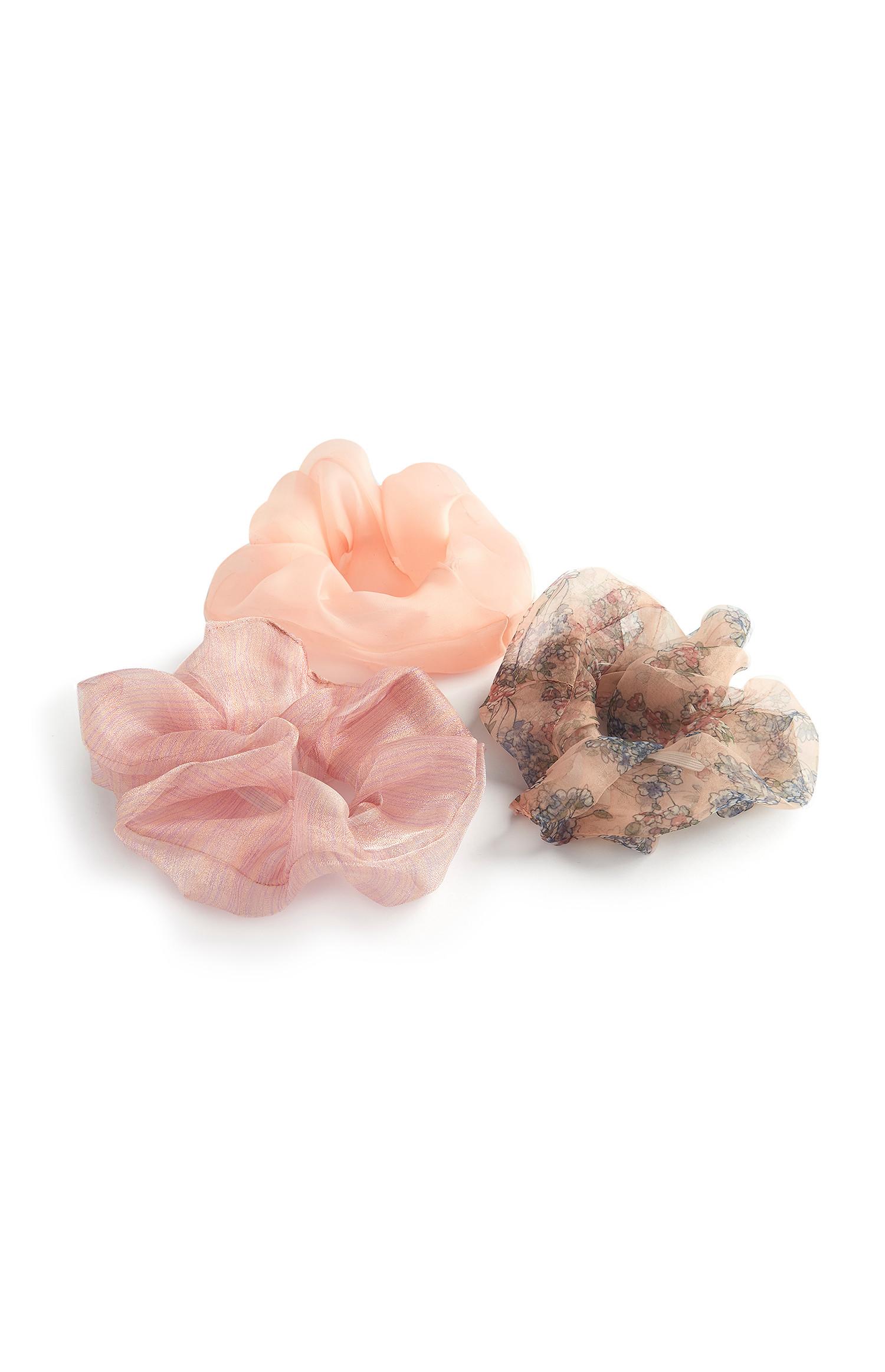 Lot de 3 chouchous roses en organza