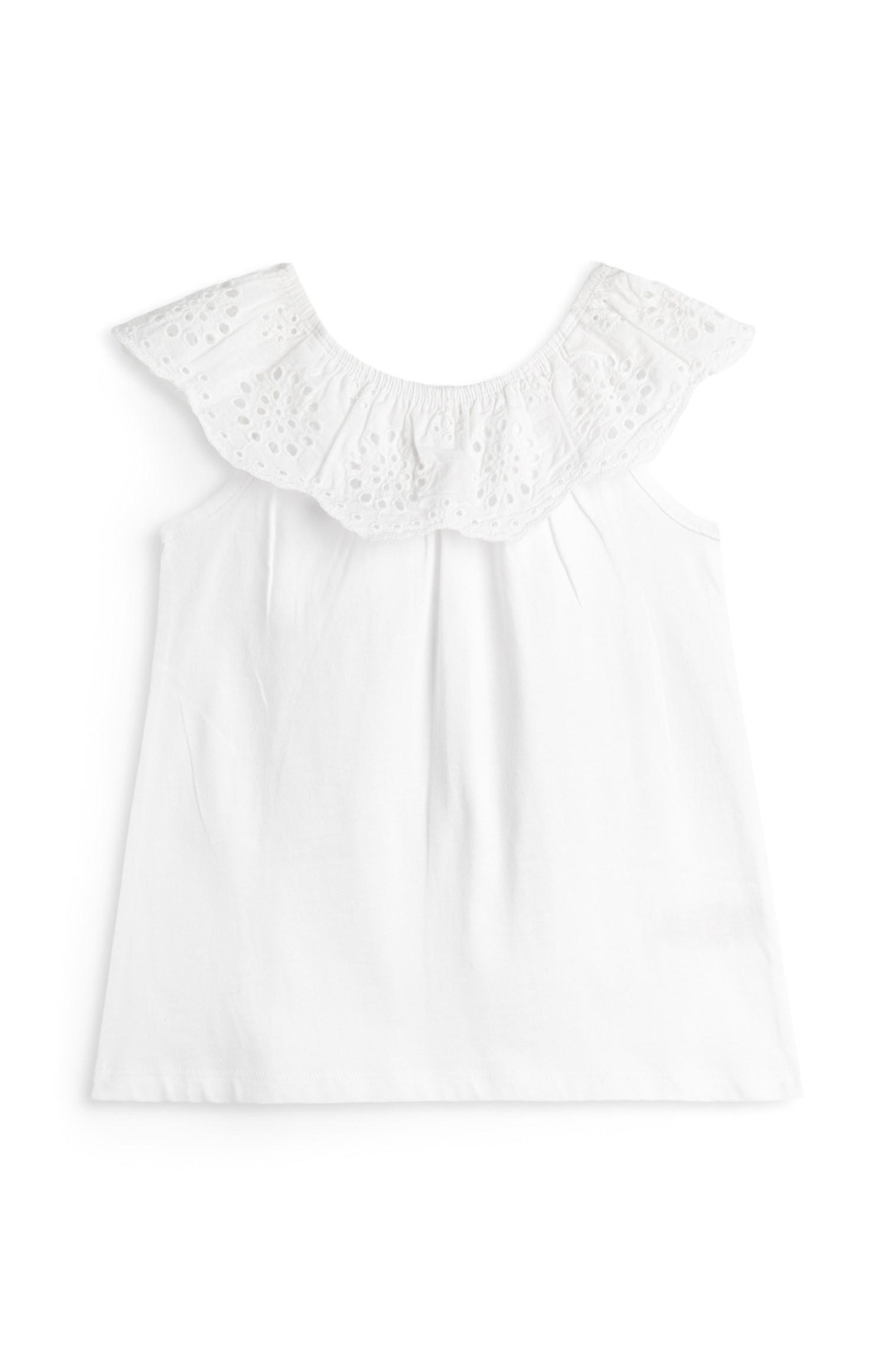Blusa bardot bordada menina branco