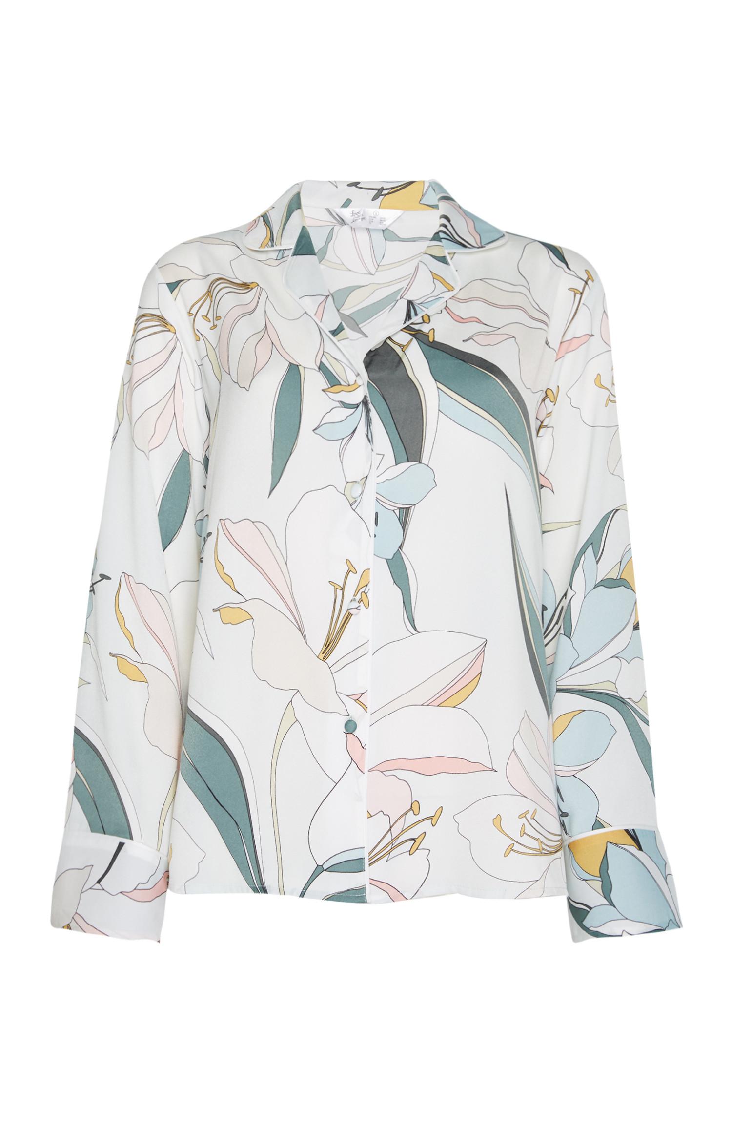 Haut de pyjama en satin à imprimé lys