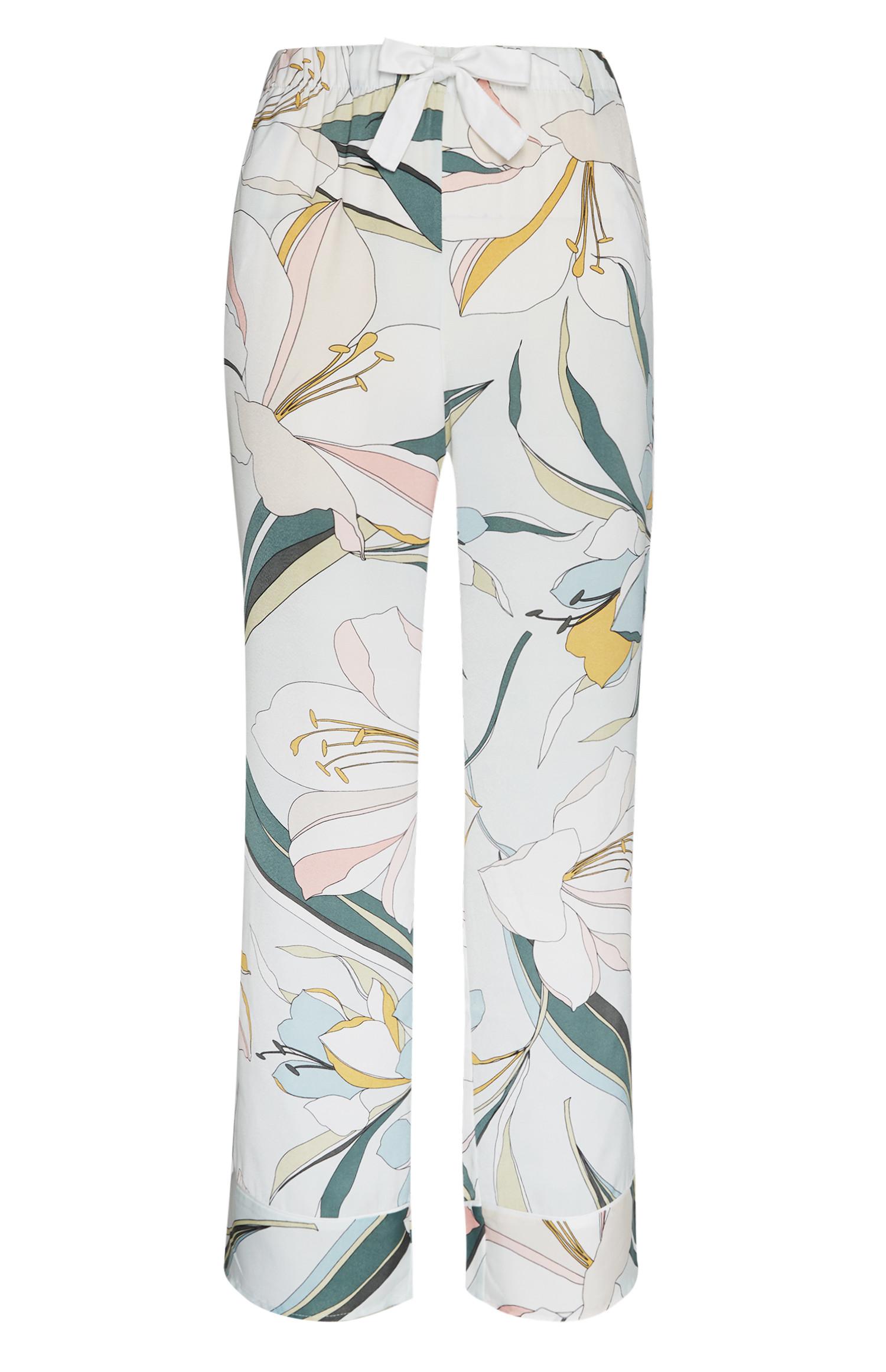 Pantalon de pyjama en satin à imprimé lys