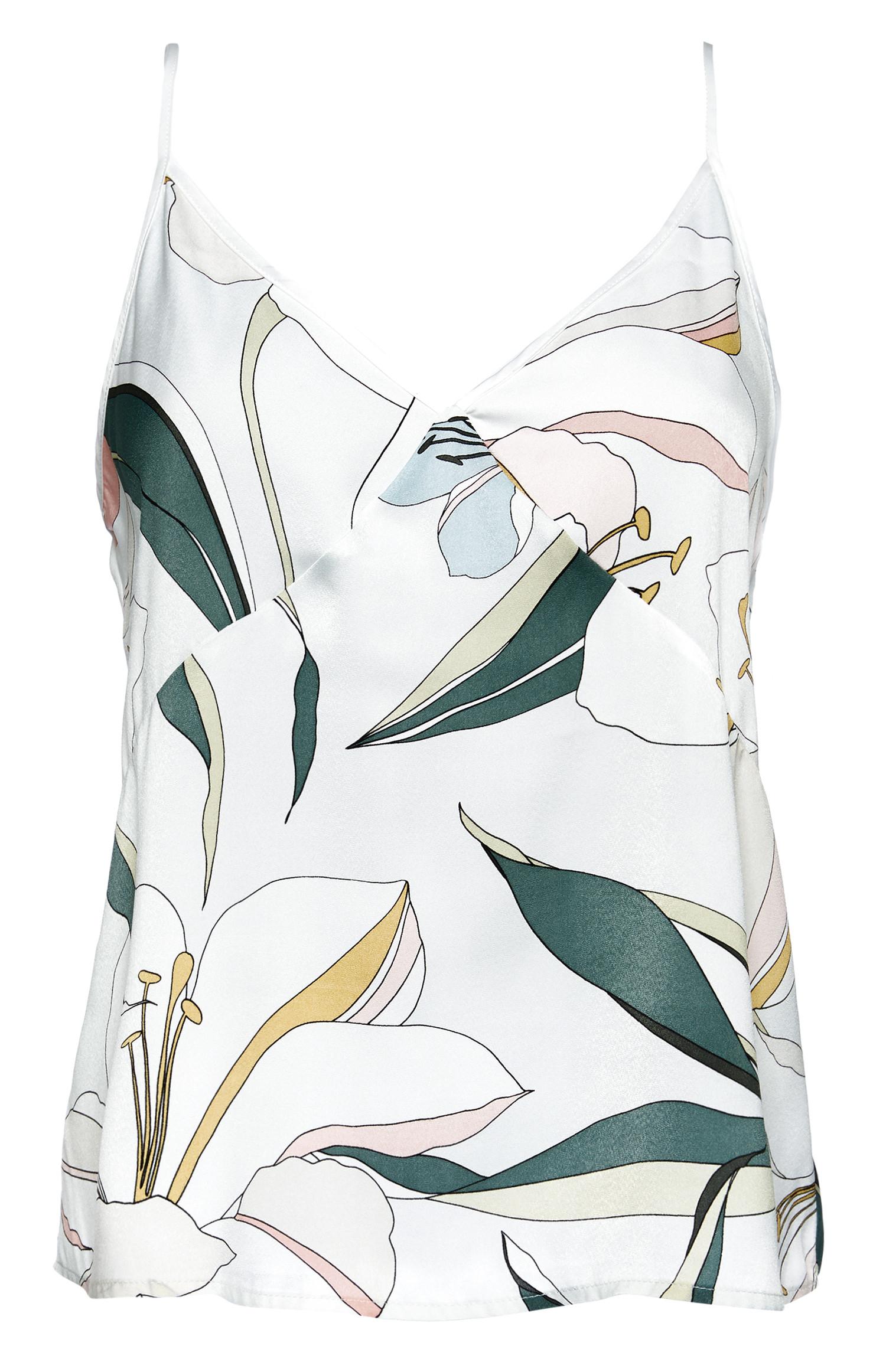 Caraco de pyjama en satin à imprimé lys