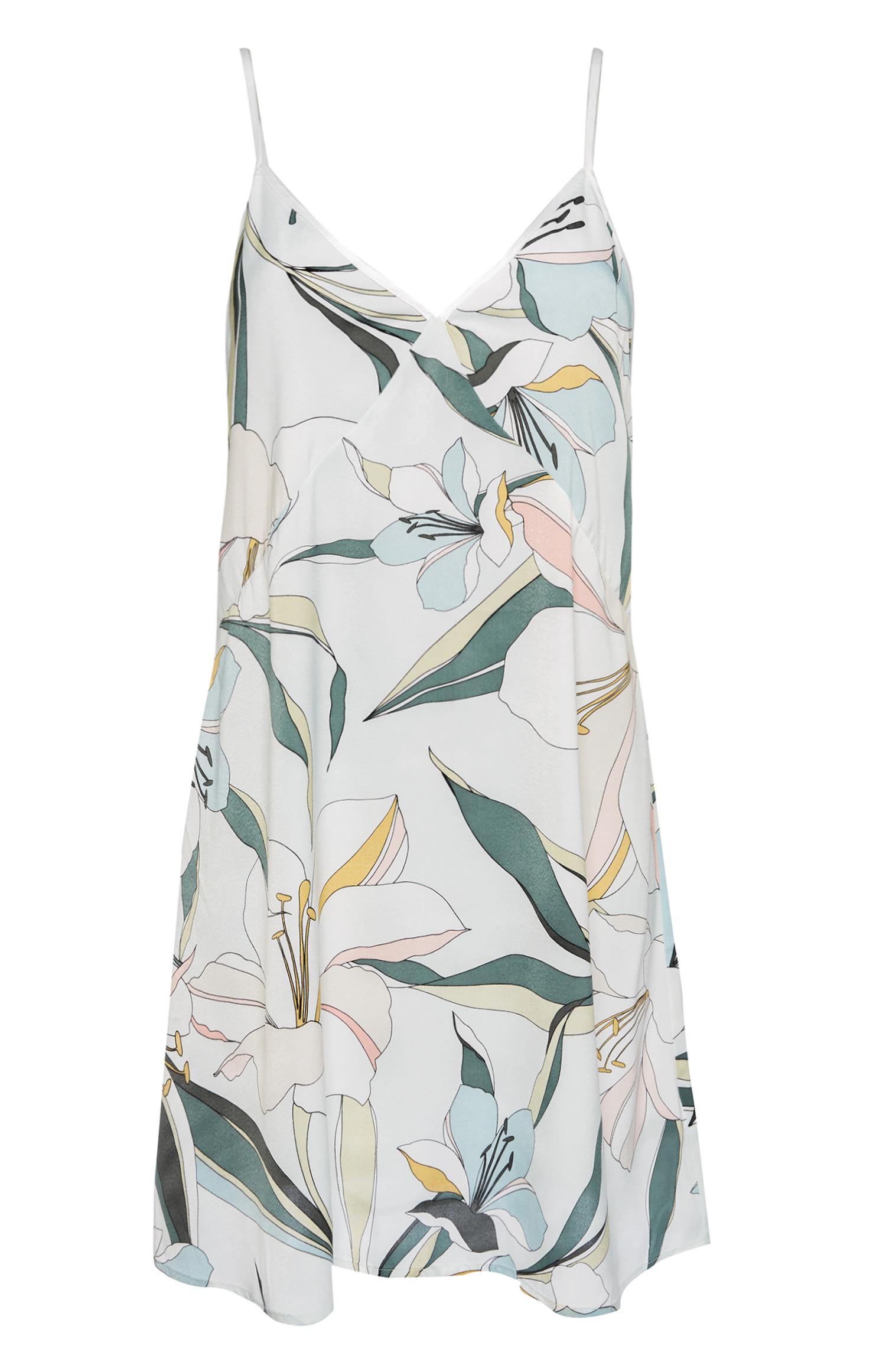 Nuisette en satin à imprimé lys