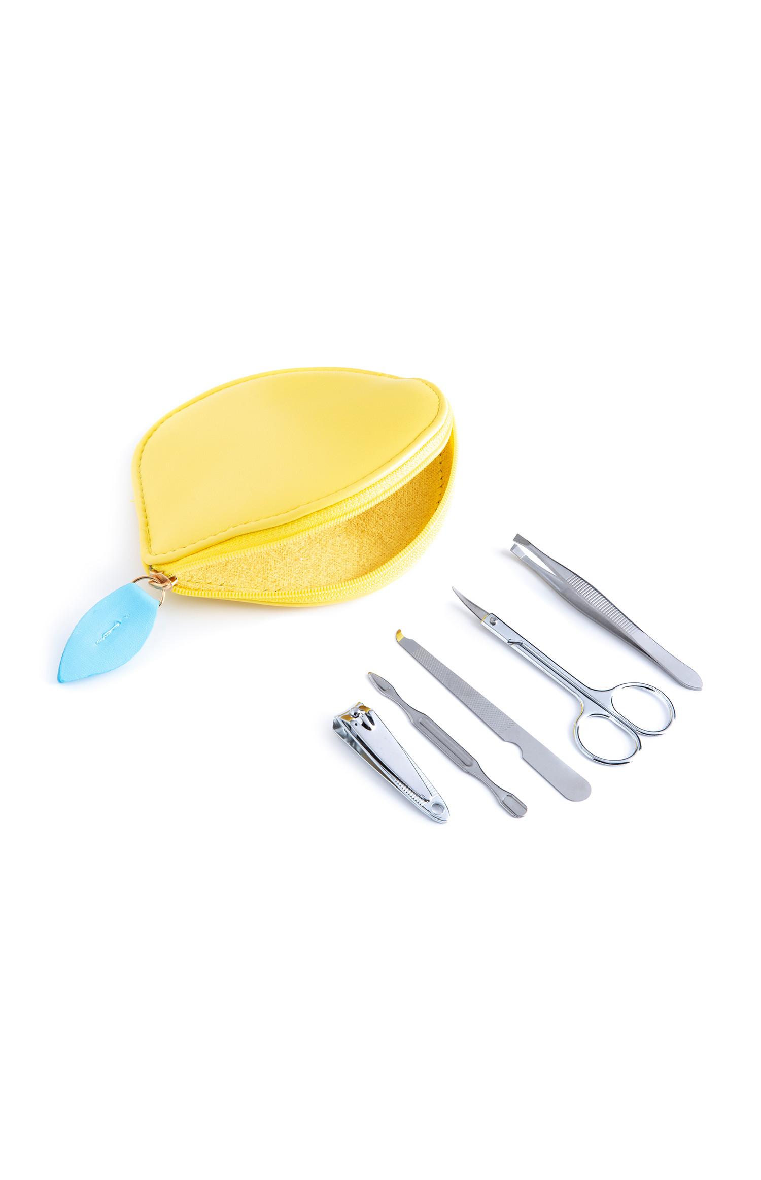 Komplet za nego nohtov v torbici v obliki limone, 5 kosov