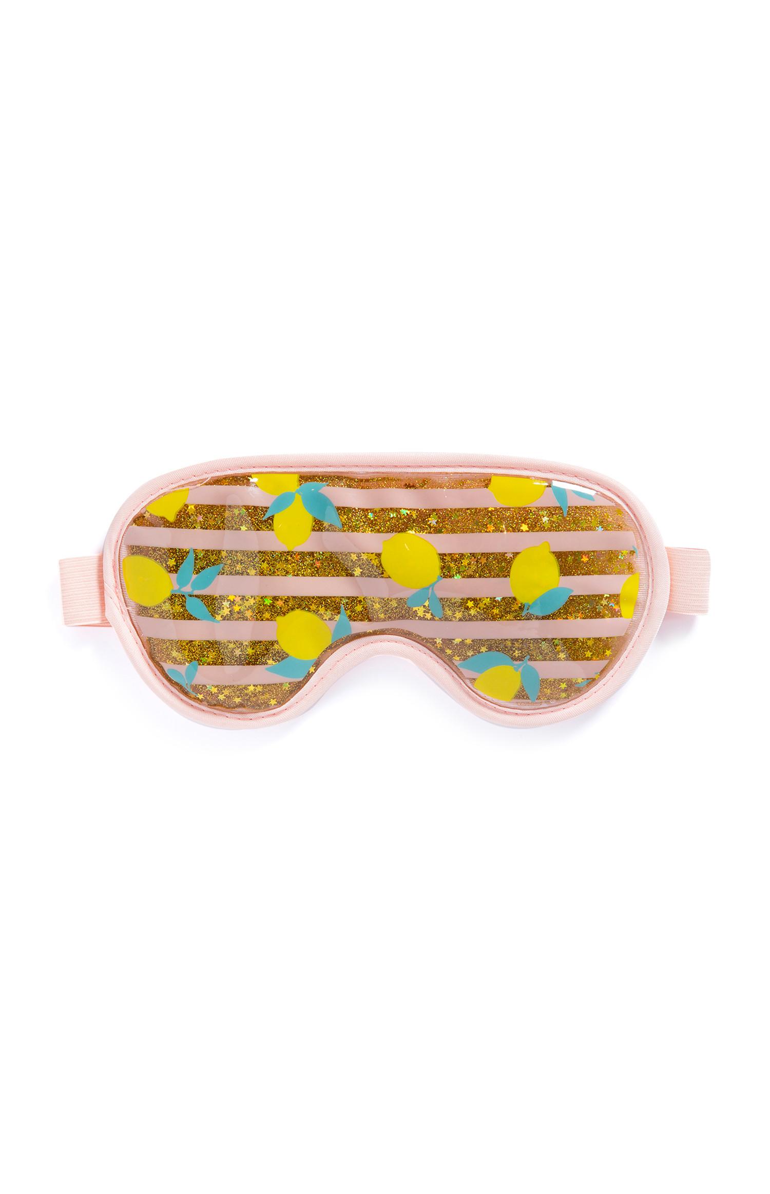 Rožnata maska za oči s potiskom limon, polnjena z gelom