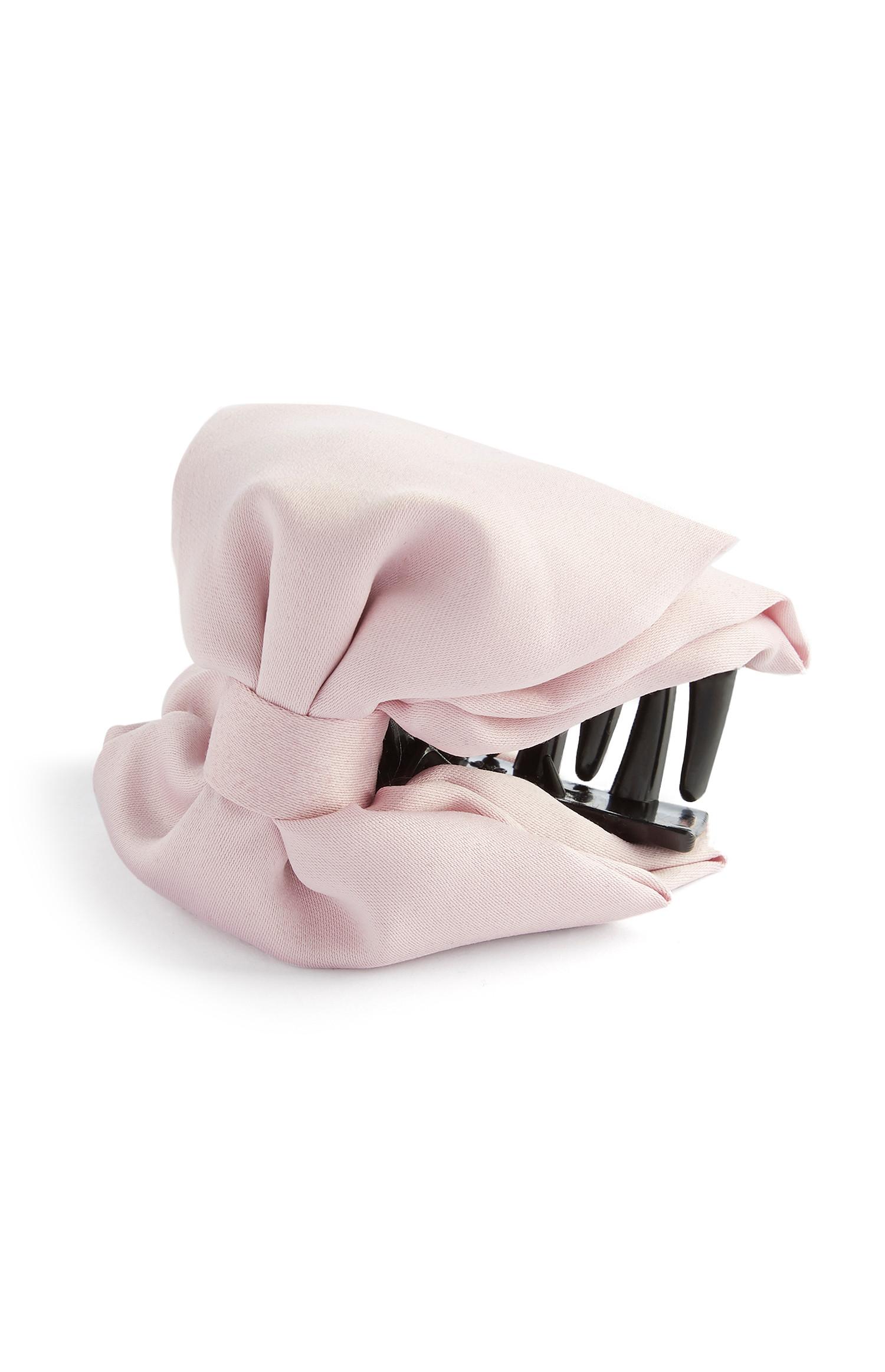Pince à cheveux rose pâle à nœud satiné