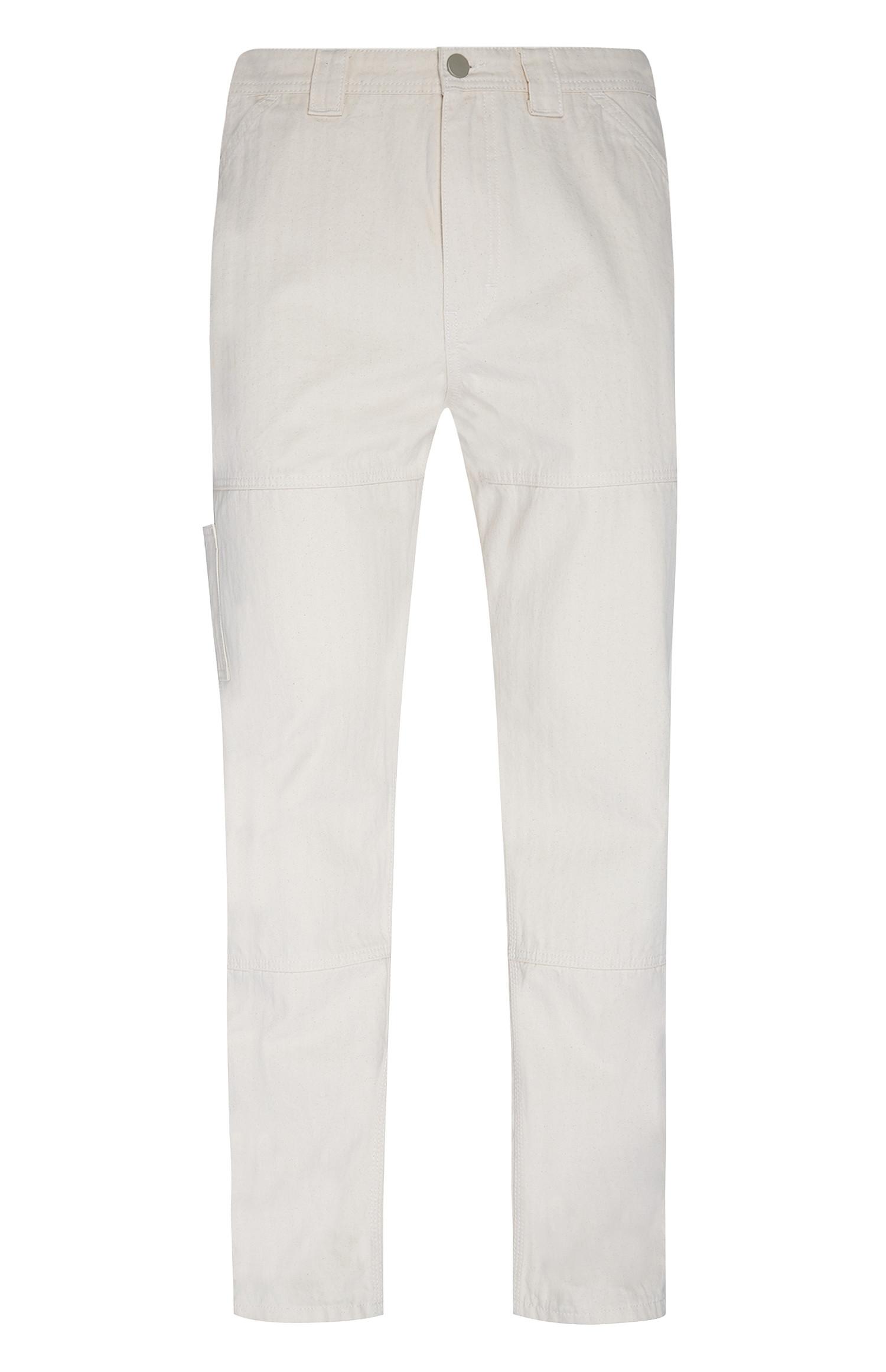 Calças estilo carpinteiro padrão espinha cru