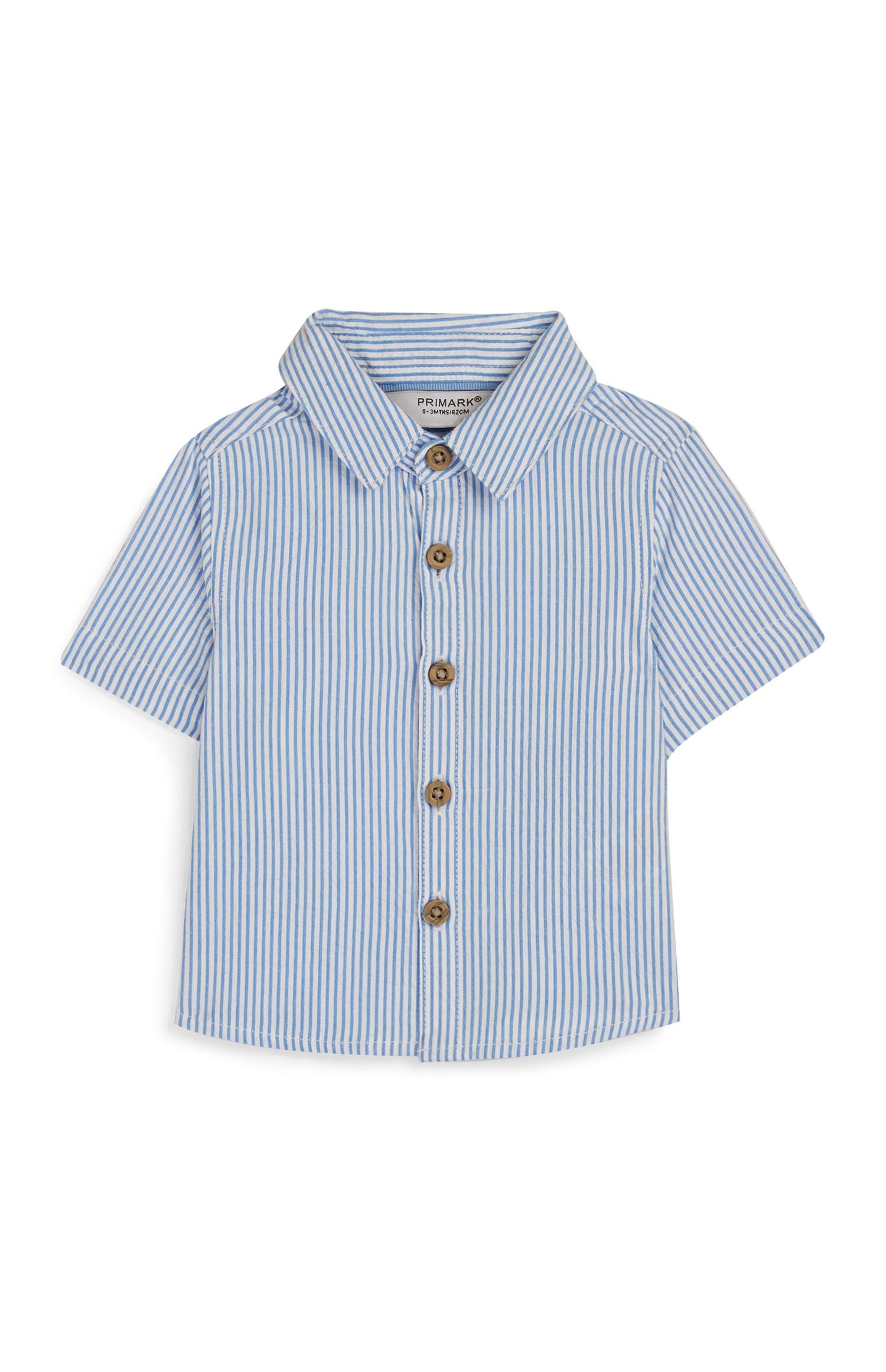 Fantovska črtasta modra srajca za dojenčke