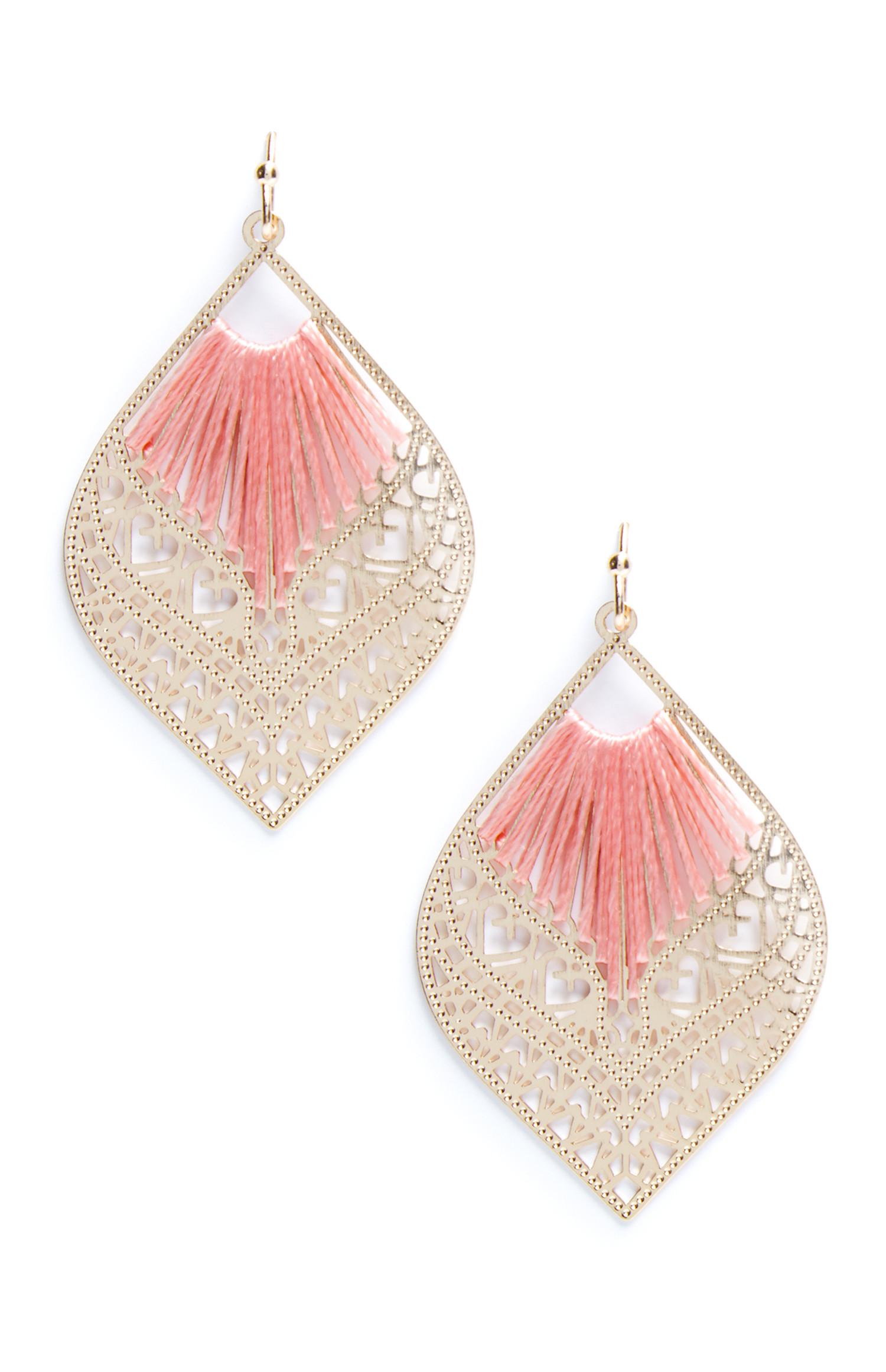 Rožnati filigranski uhani s trnkom