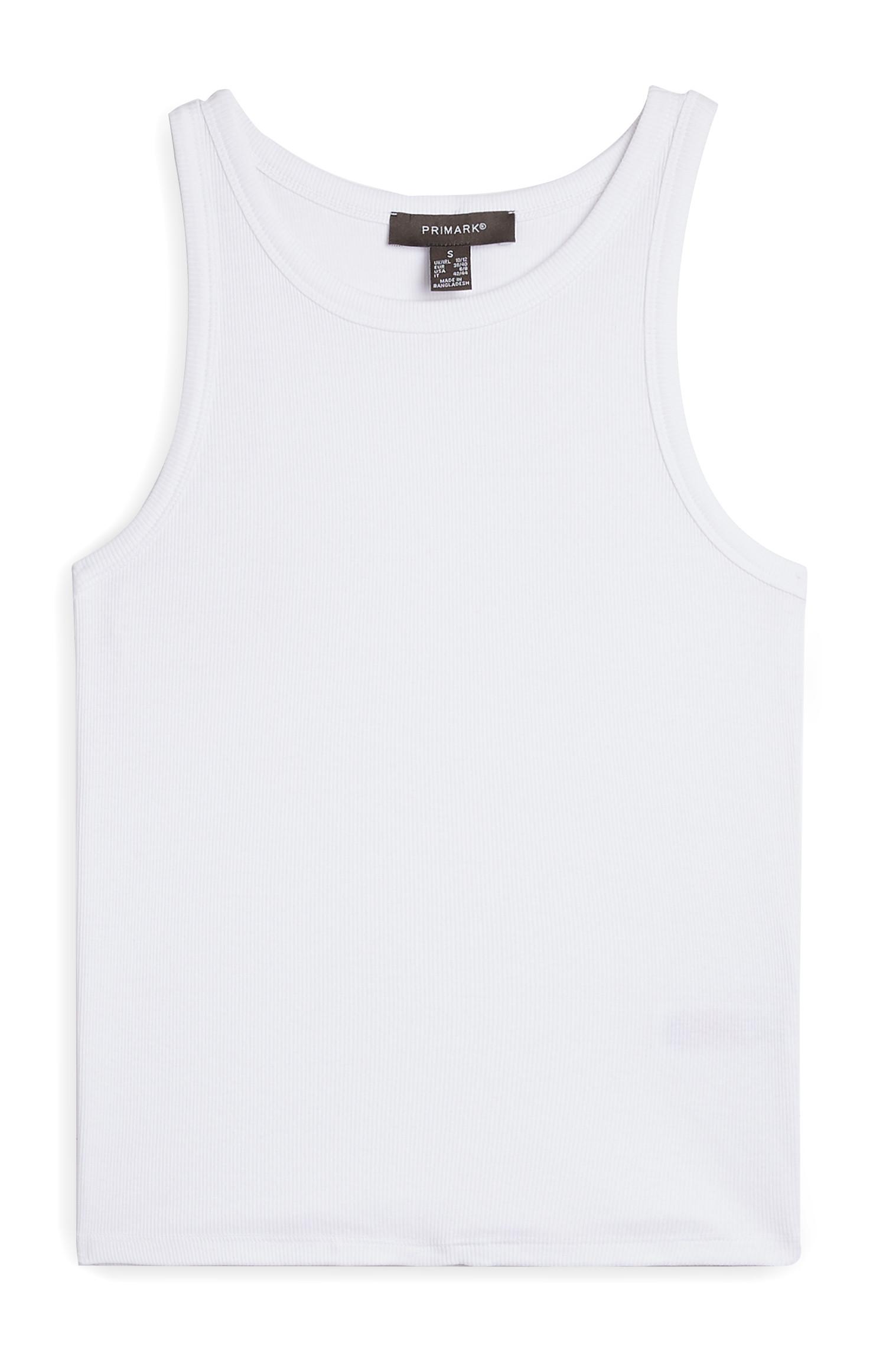 Top sem mangas decote alto branco