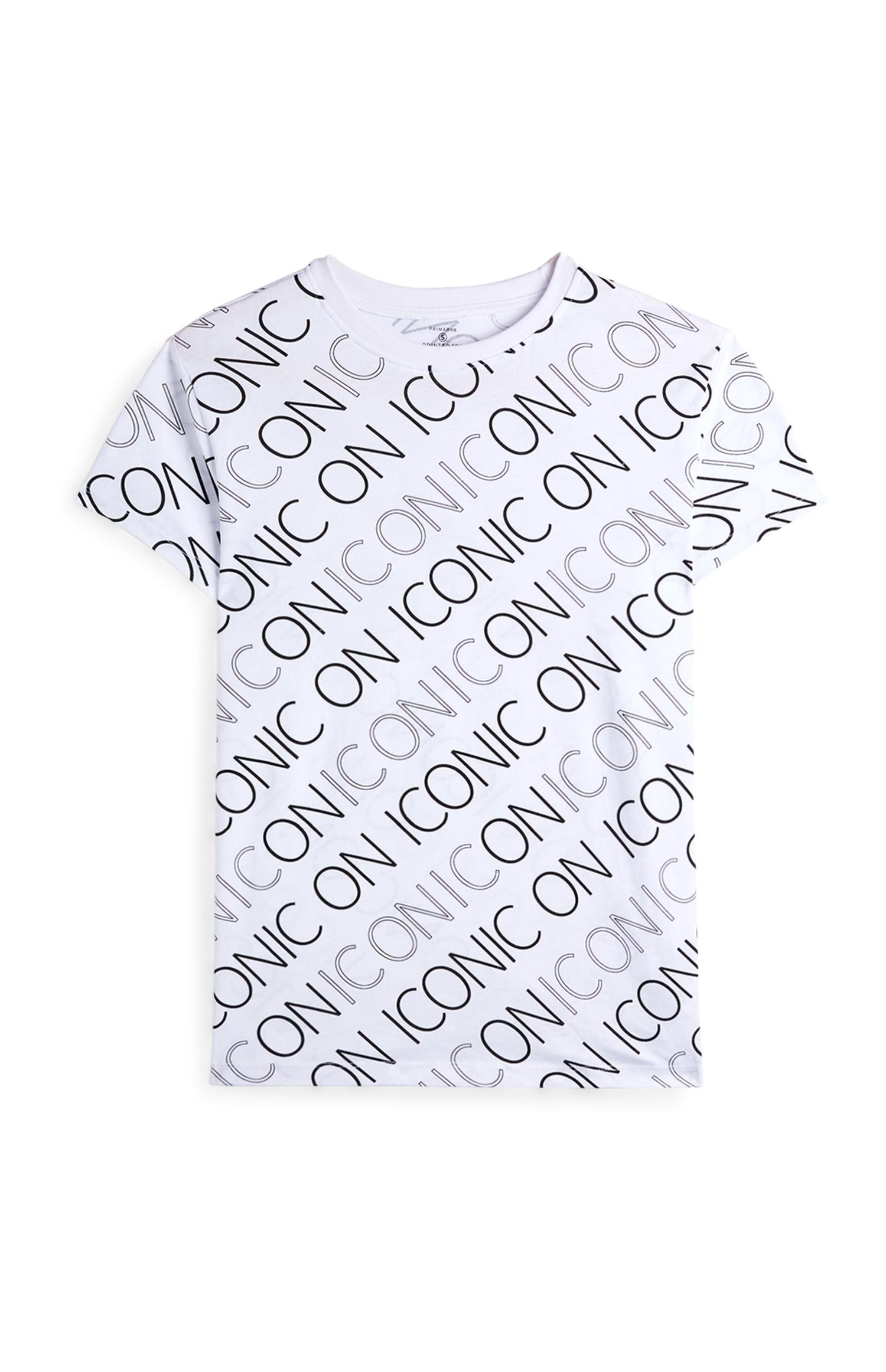 T-shirt manga curta slogan Iconic estampado branco