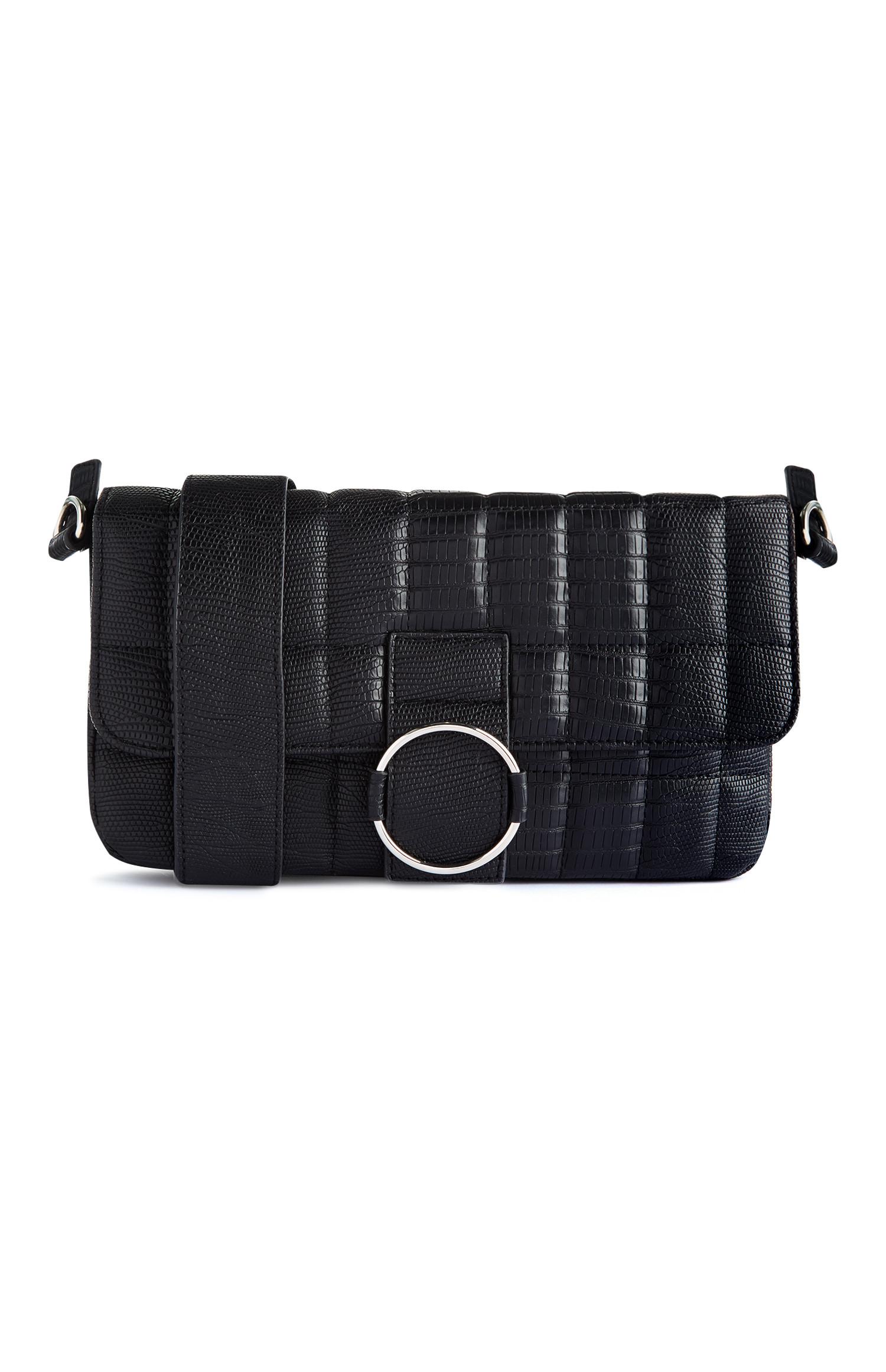 Sac porté épaule noir à imprimé mélangé