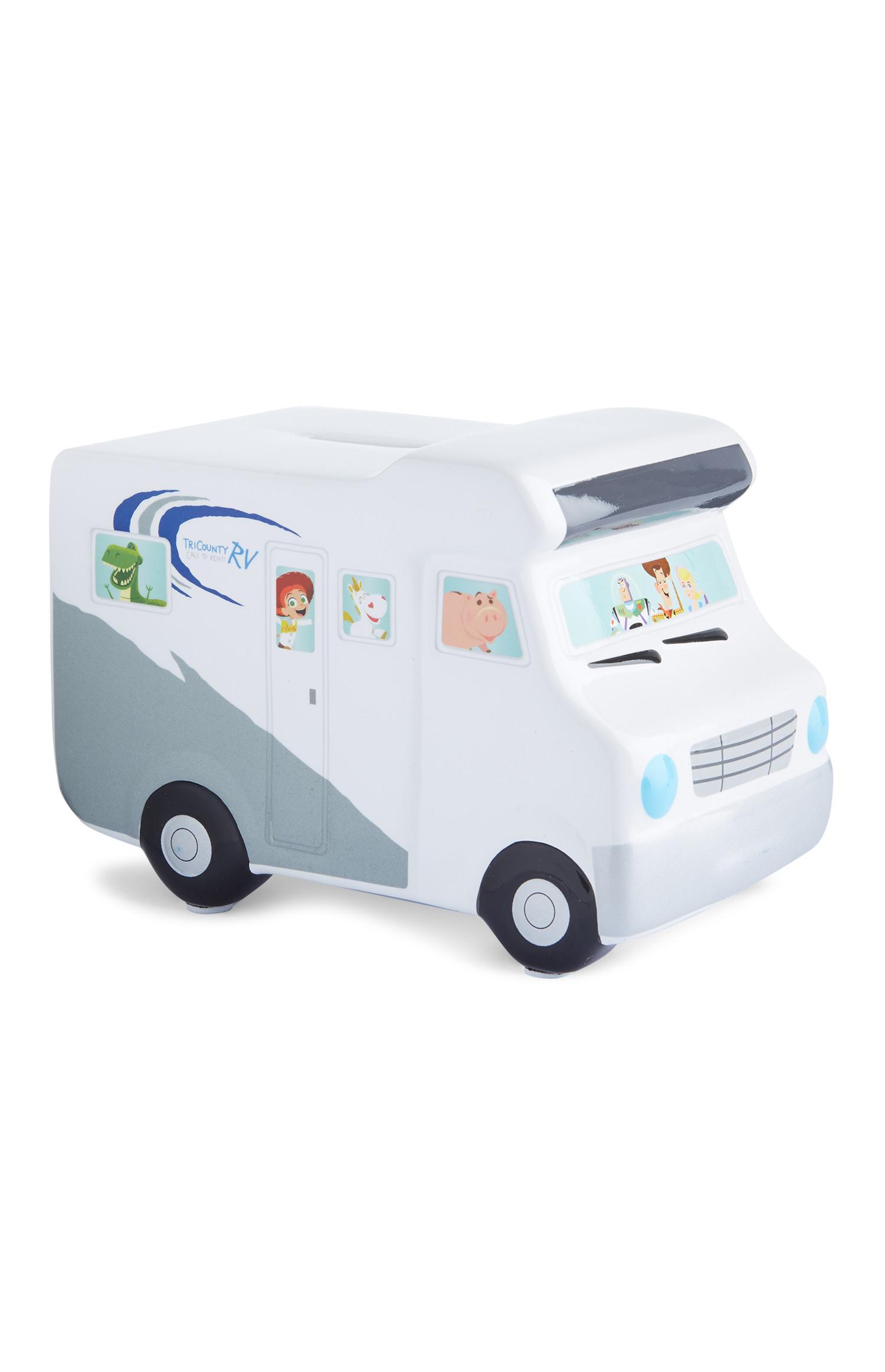 Bel hranilnik v obliki avtodoma Pixar