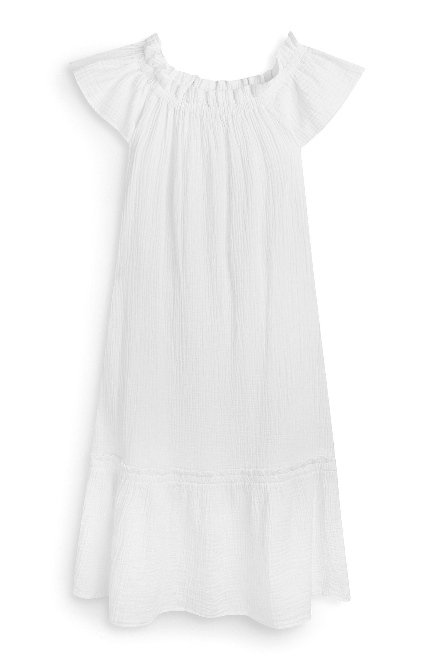Vestido bardot tecido duplo branco