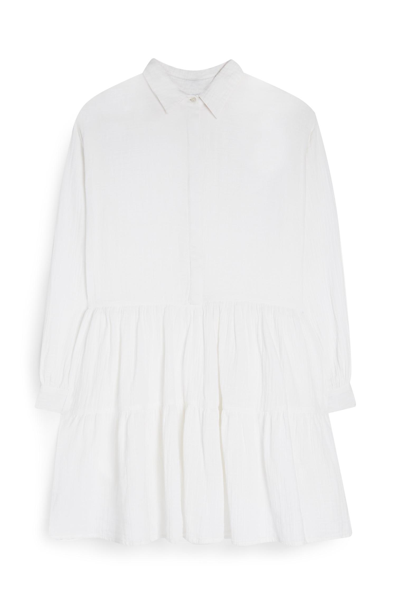 Robe-chemise en double tissu à superpositions